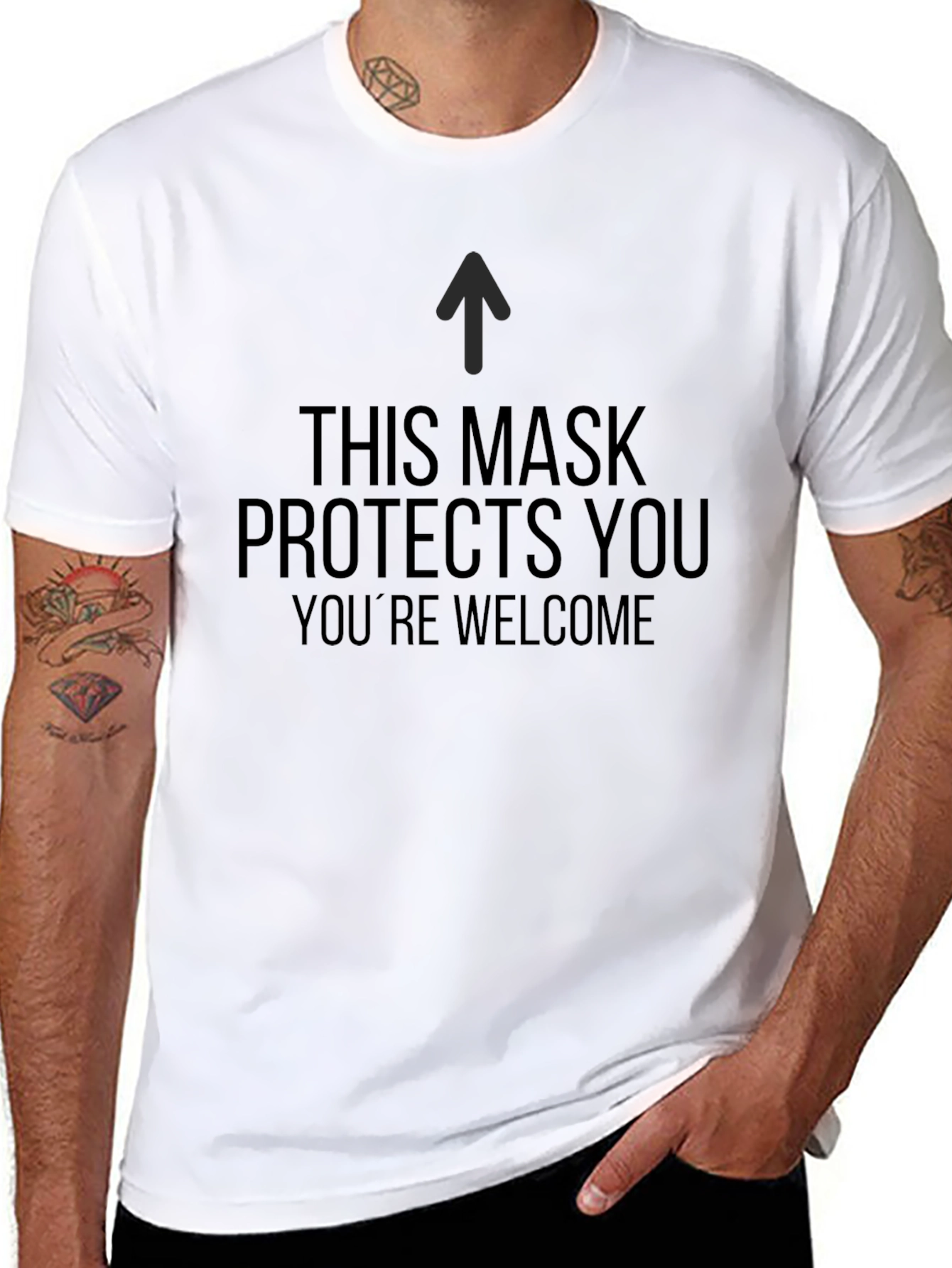 Masks Protect You T-Shirt - Black Crew Neck