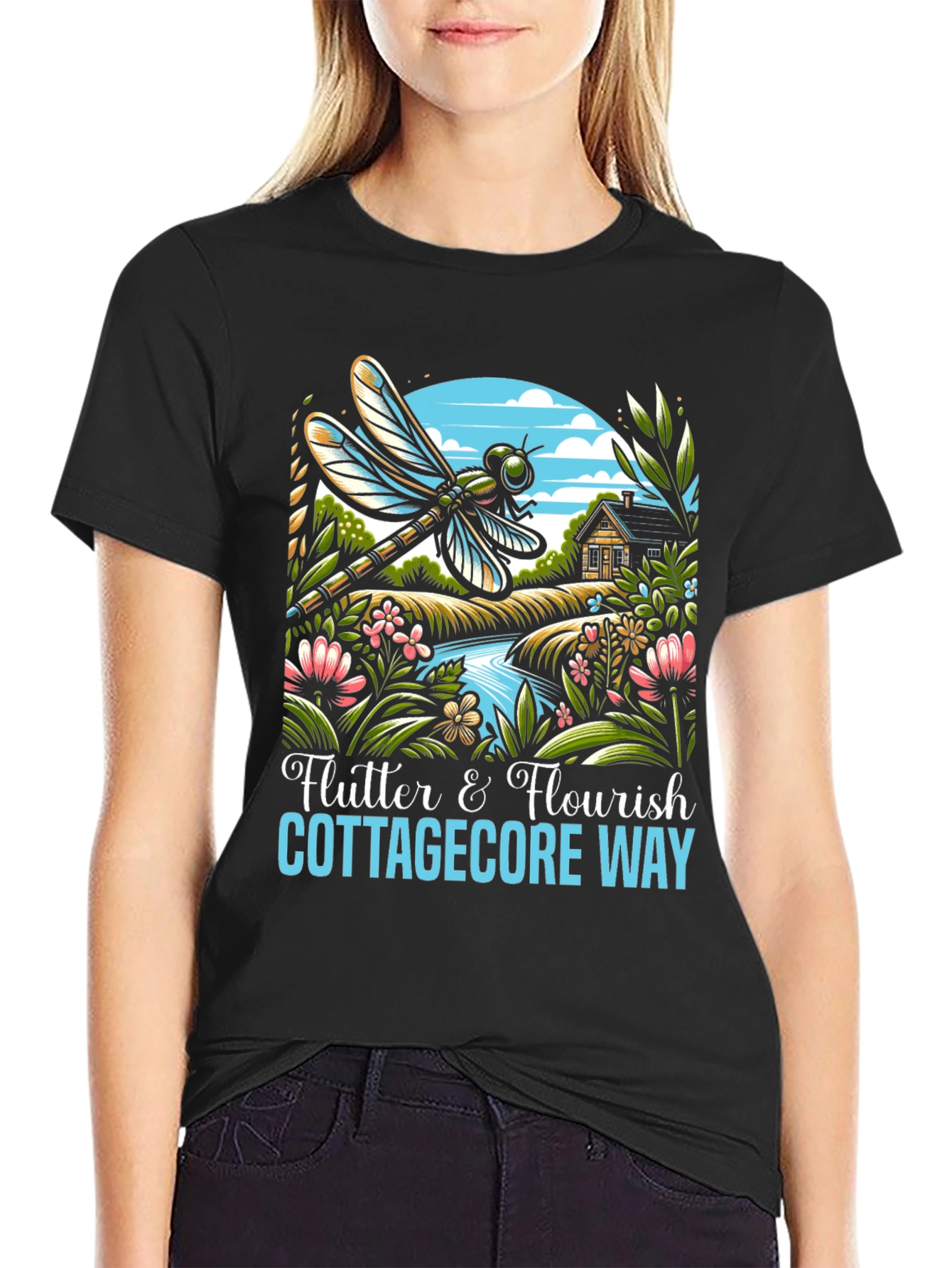 Cottagecore Dragonfly Graphic T-Shirt