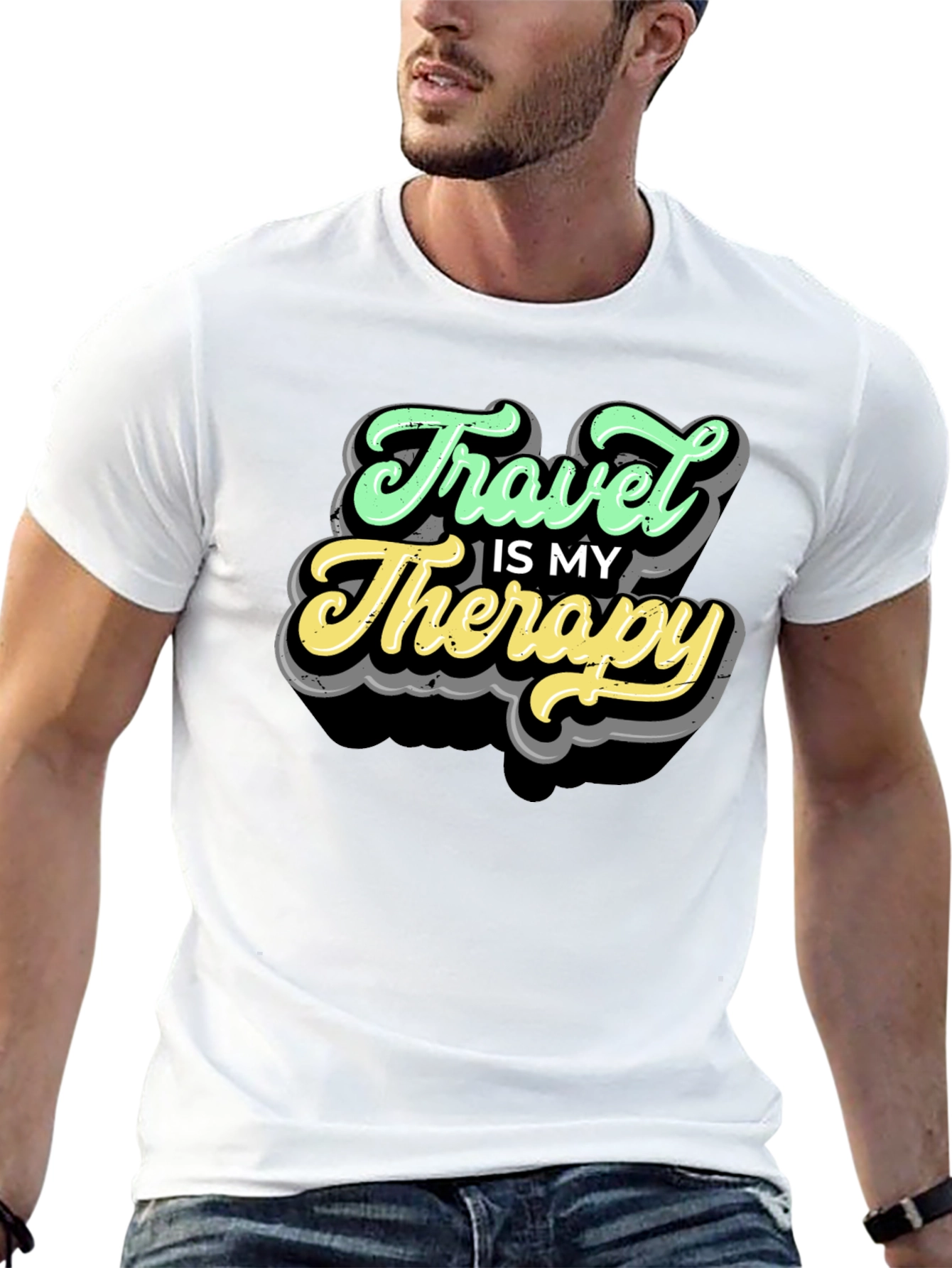 Travel Is My Therapy Black T-Shirt
