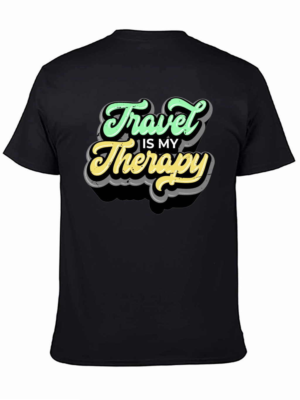 Travel Is My Therapy Black T-Shirt