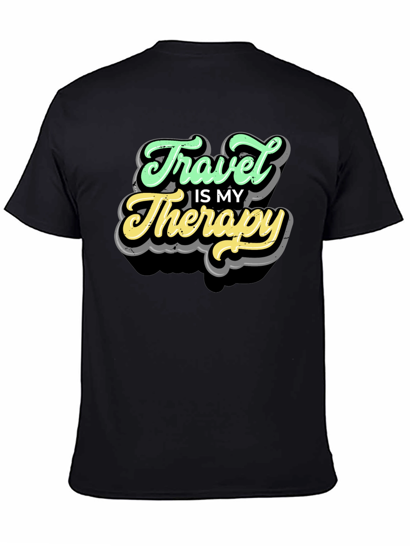 Travel Is My Therapy Black T-Shirt