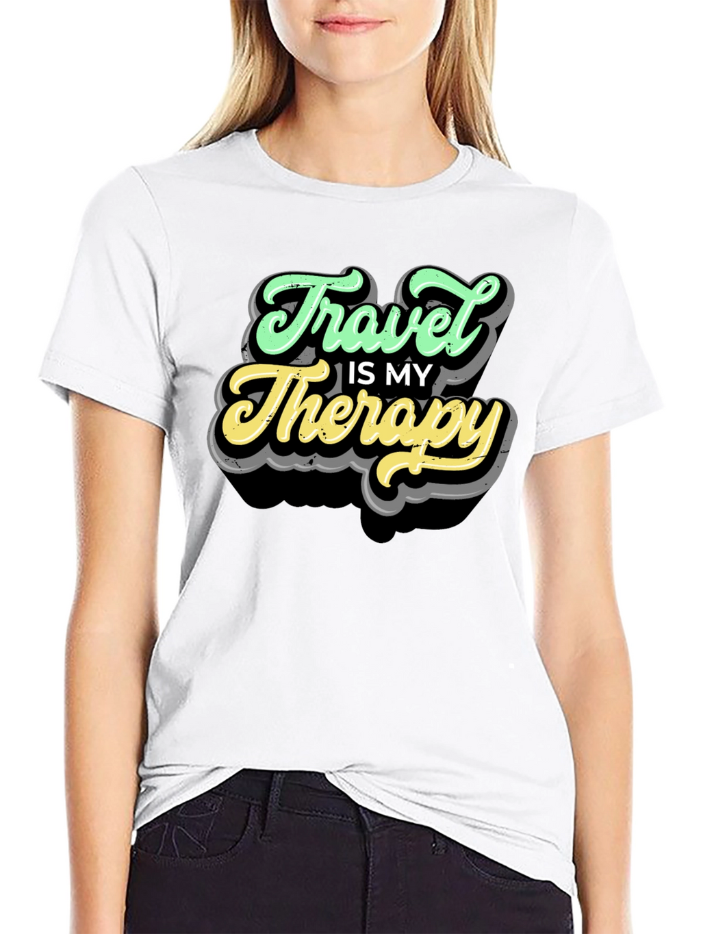 Travel Is My Therapy Black T-Shirt