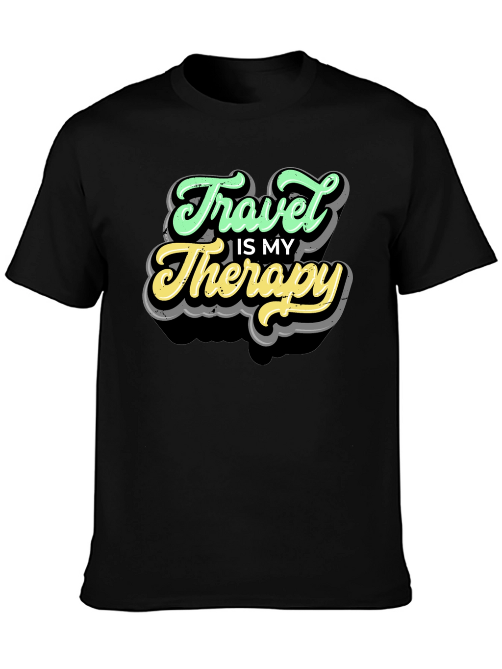 Travel Is My Therapy Black T-Shirt