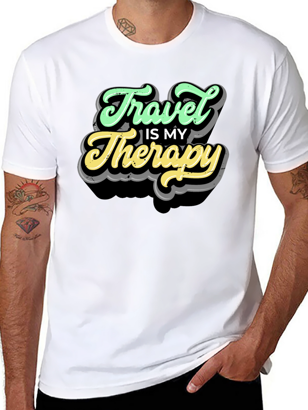Travel Is My Therapy Black T-Shirt