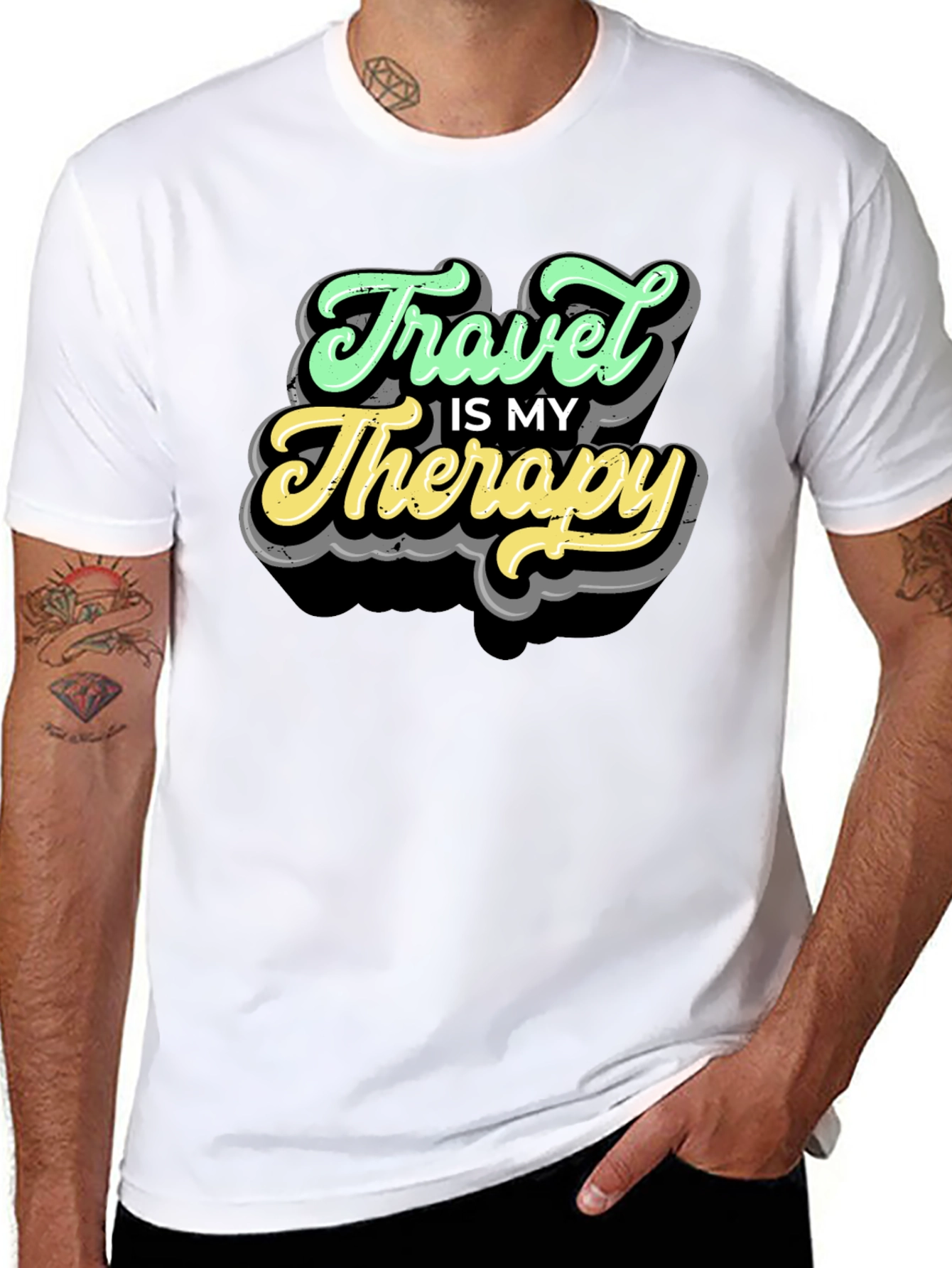 Travel Is My Therapy Black T-Shirt