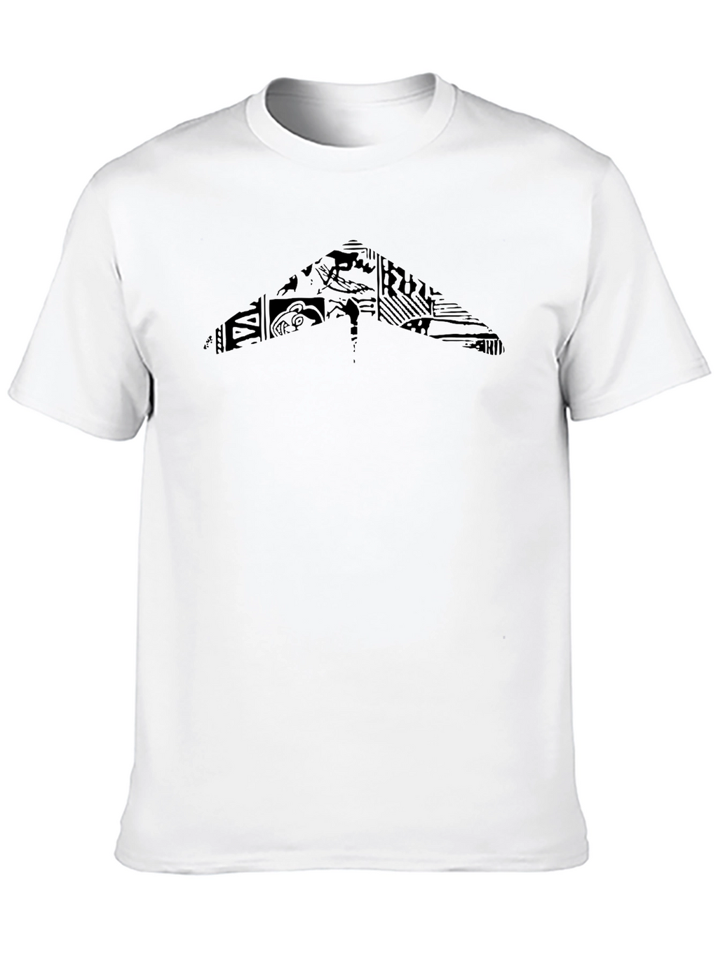 Geometric Graphic Print Black Crew Neck Tee