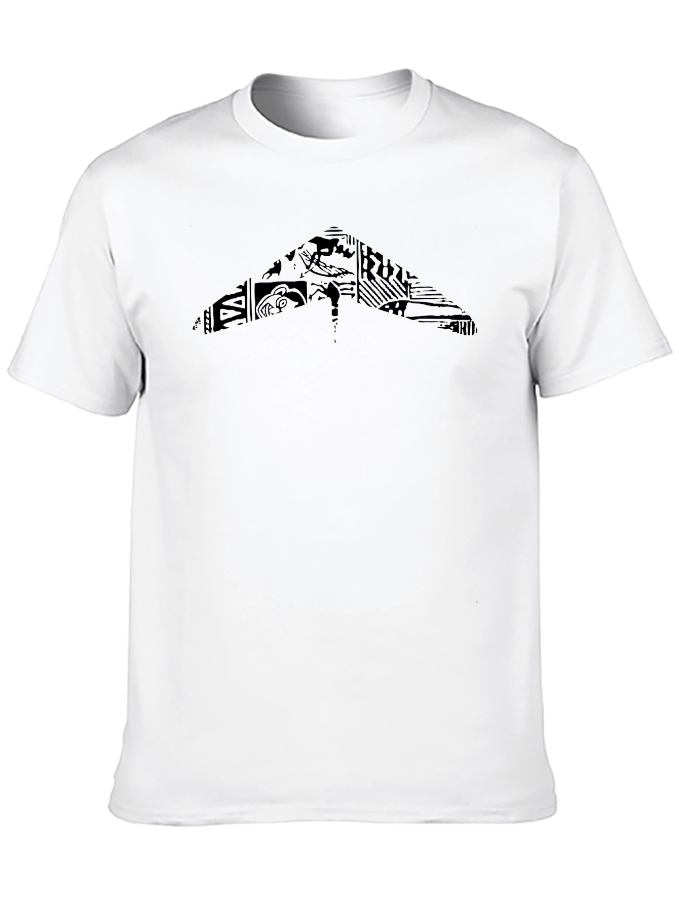Geometric Graphic Print Black Crew Neck Tee