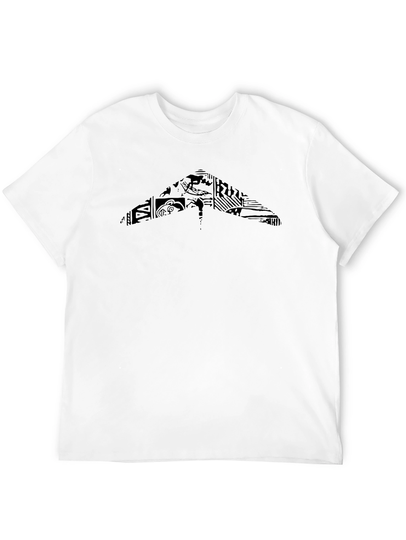 Geometric Graphic Print Black Crew Neck Tee