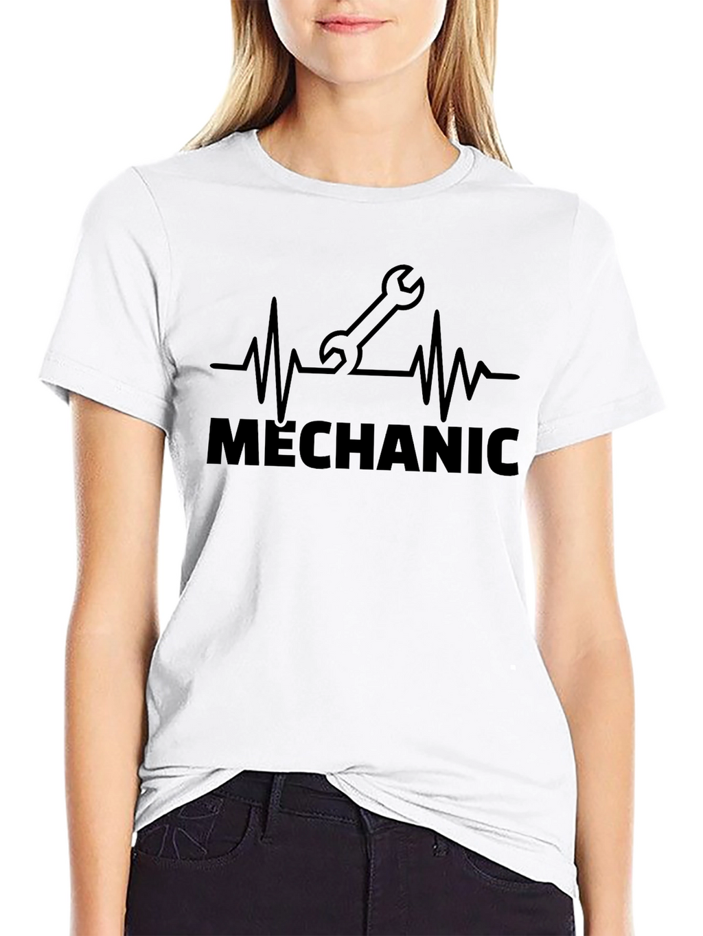 Mechanic Heartbeat Graphic T-Shirt - Black