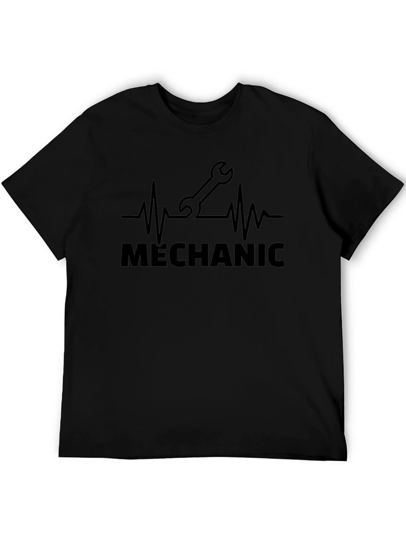 Mechanic Heartbeat Graphic T-Shirt - Black