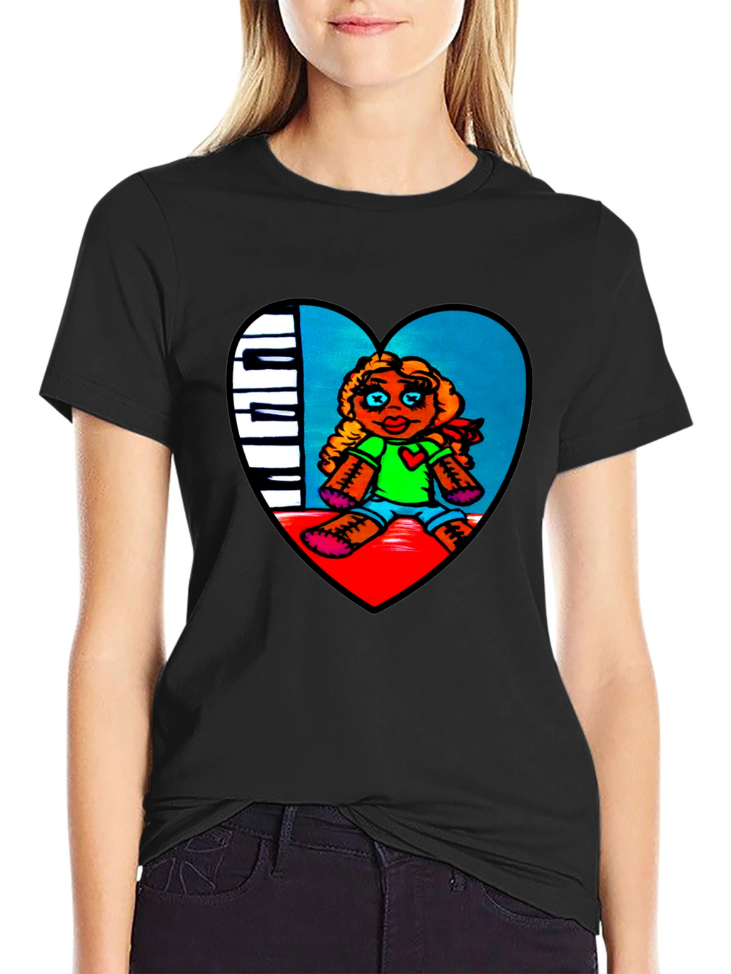 Piano Heart Doll Graphic Tee