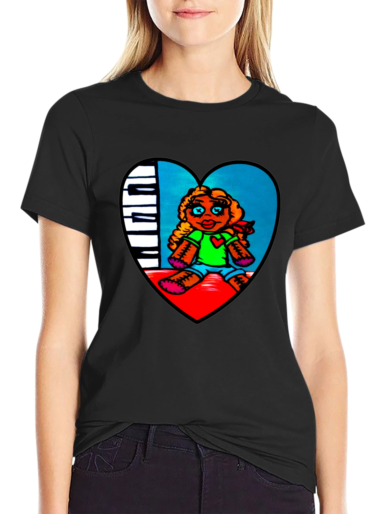 Piano Heart Doll Graphic Tee