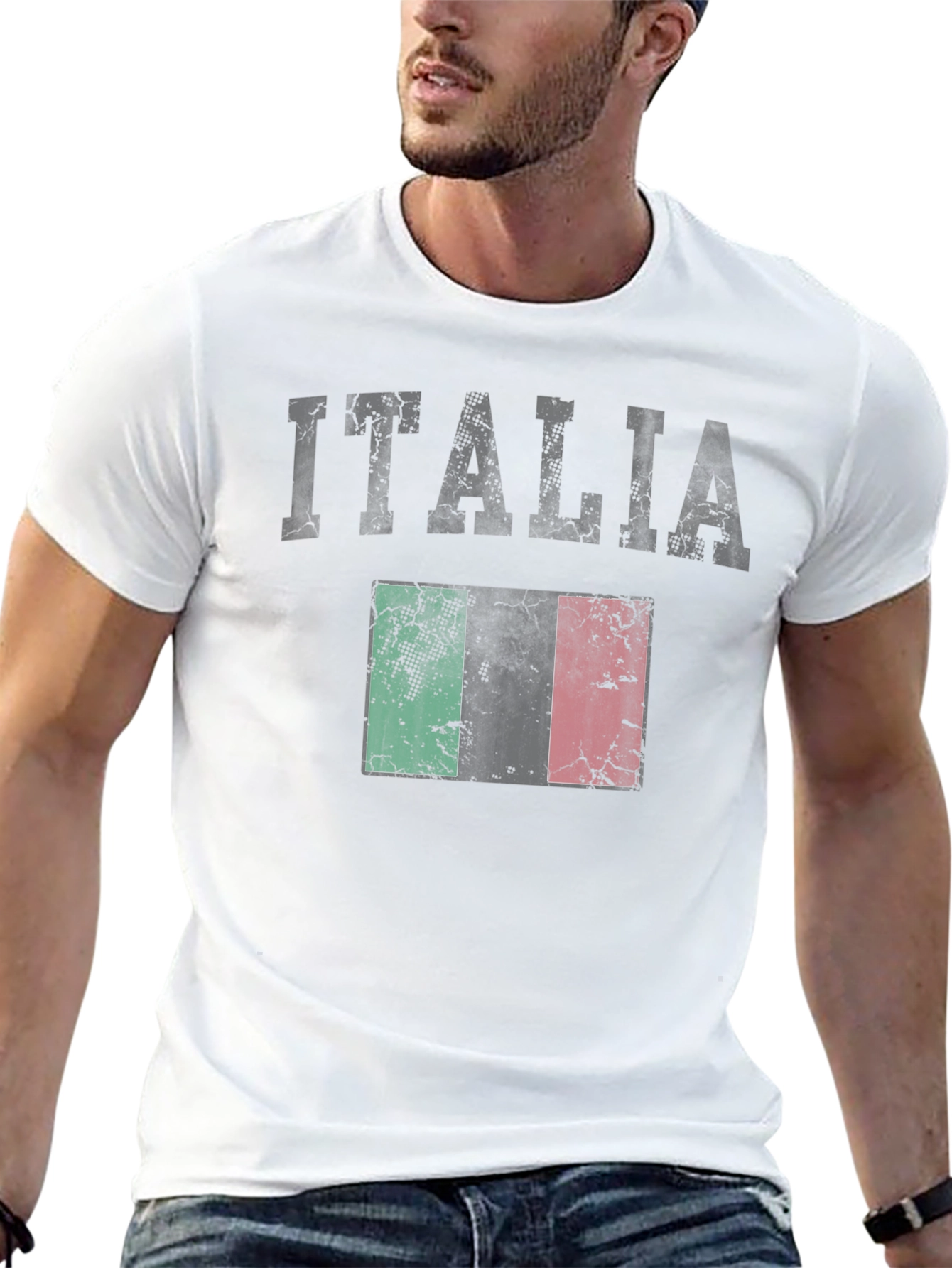 Italia Flag T-Shirt - Distressed Graphic Tee