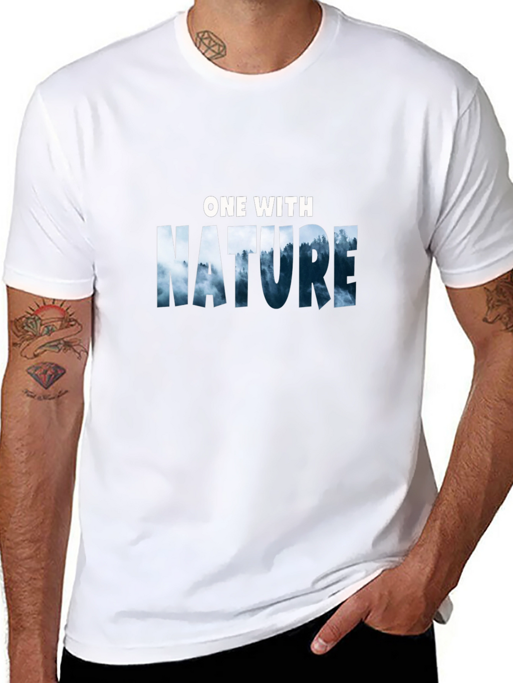 Nature Graphic Tee -  One with Nature Black T-Shirt