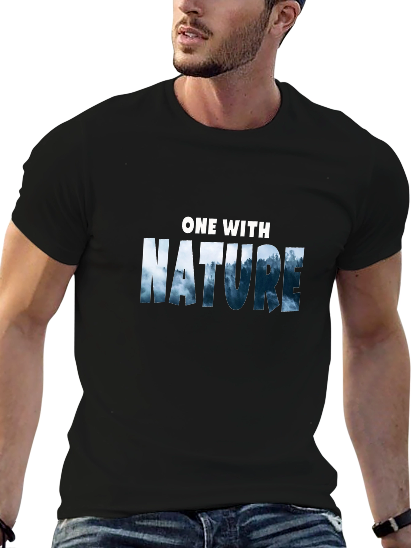 Nature Graphic Tee -  One with Nature Black T-Shirt