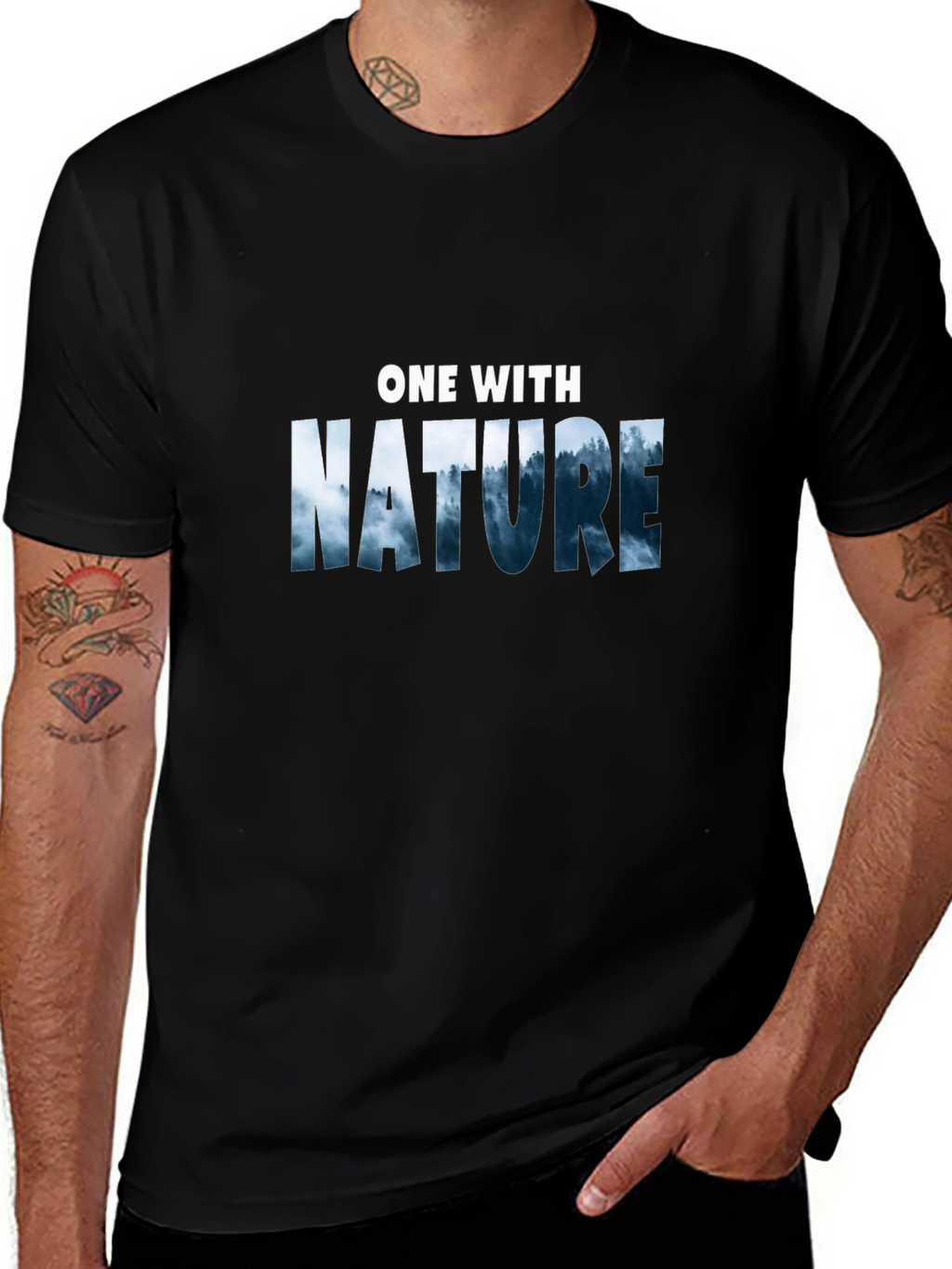 Nature Graphic Tee -  One with Nature Black T-Shirt