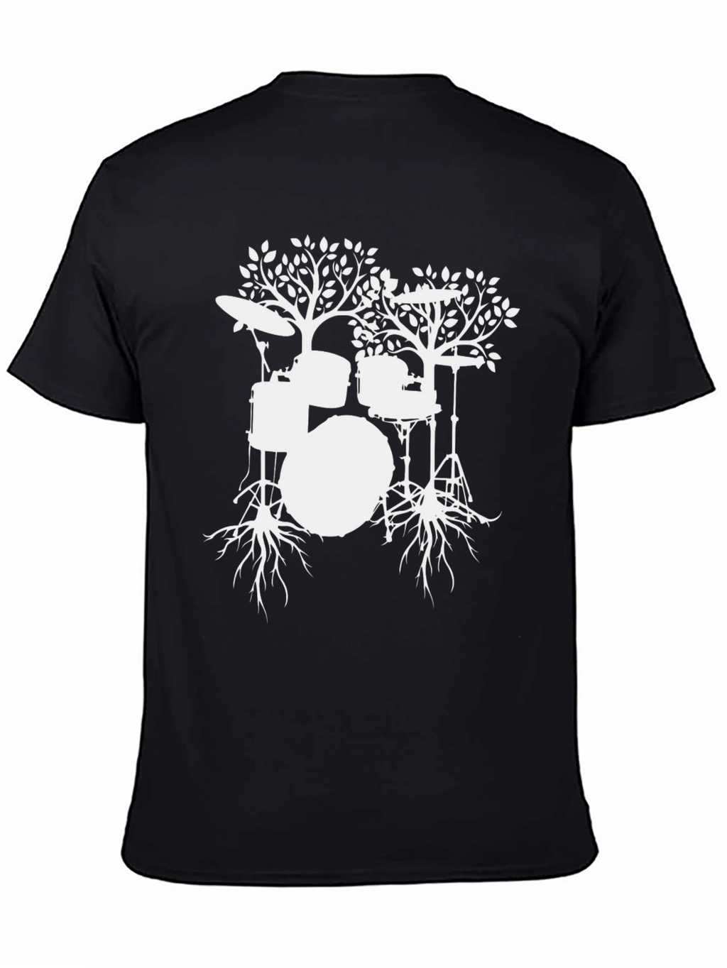 Drum Tree Graphic Tee - Black Cotton T-Shirt