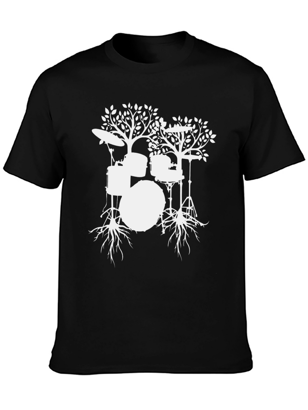 Drum Tree Graphic Tee - Black Cotton T-Shirt