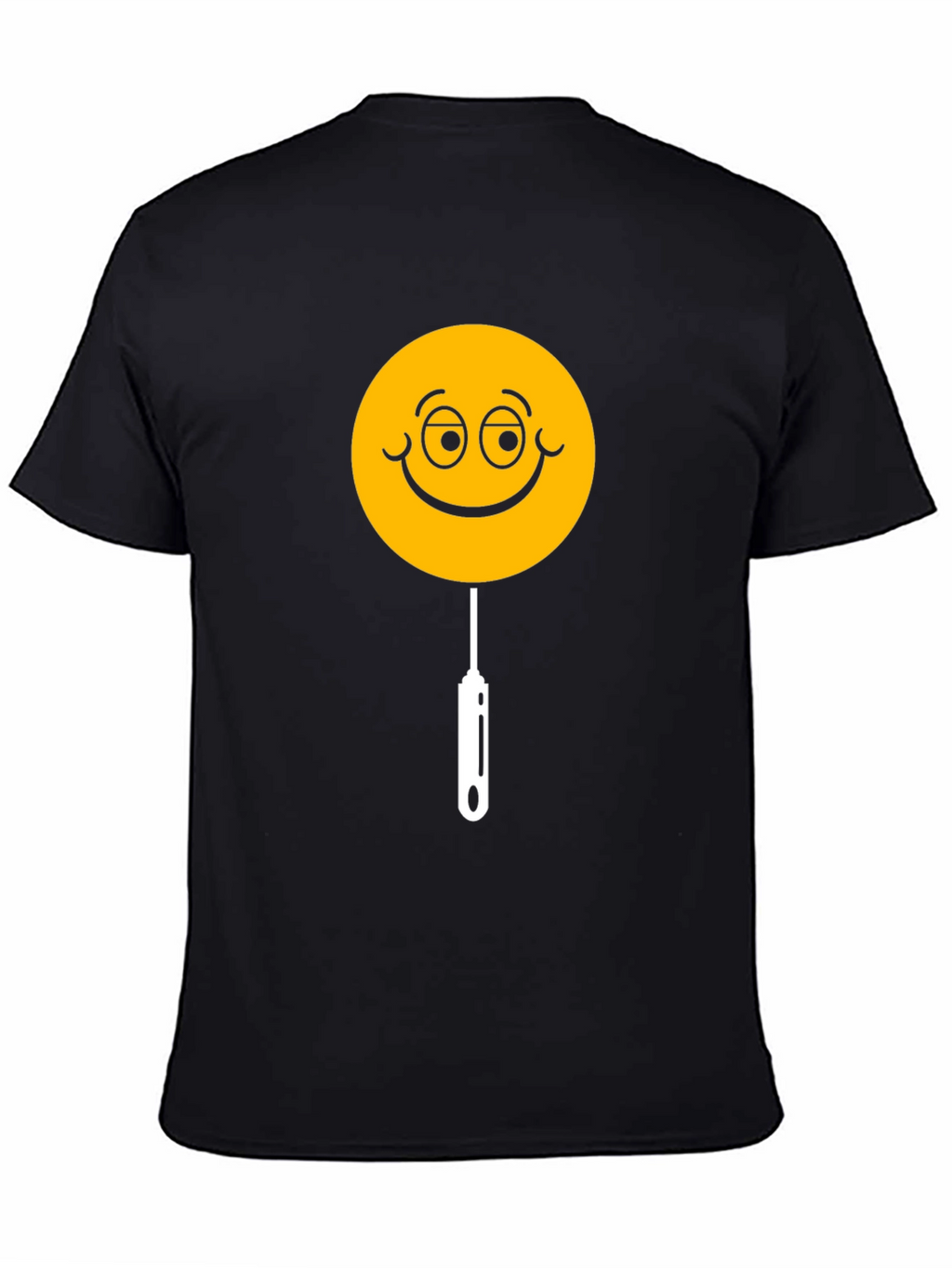 Whimsical Smiley Face Lollipop Graphic Tee - Black