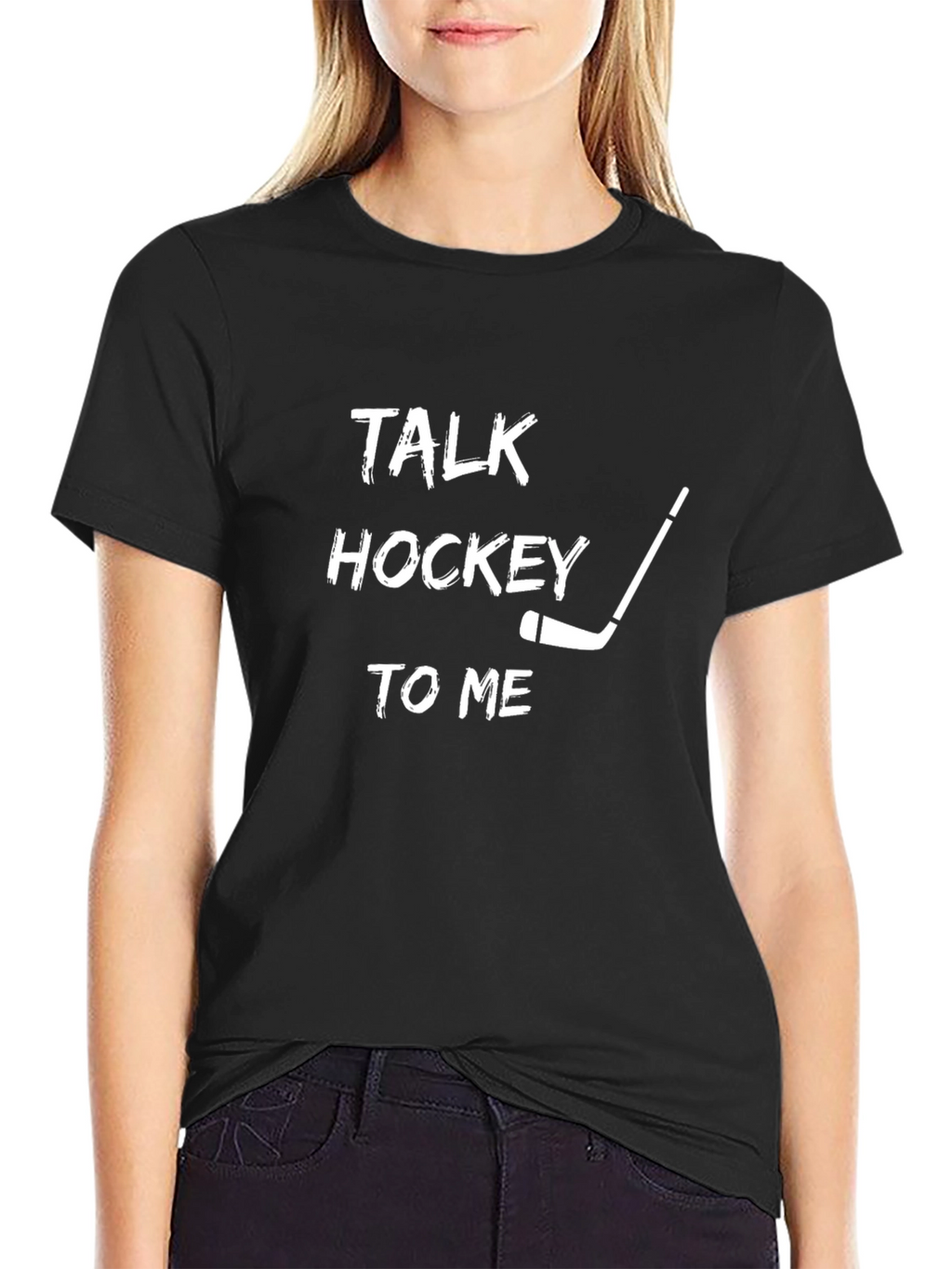 Talk Hockey to Me T-Shirt - Black Graphic Tee