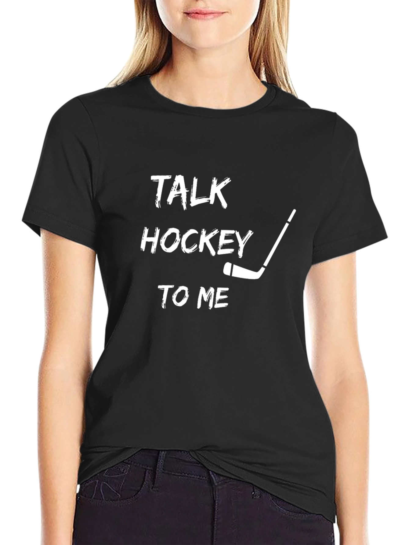 Talk Hockey to Me T-Shirt - Black Graphic Tee