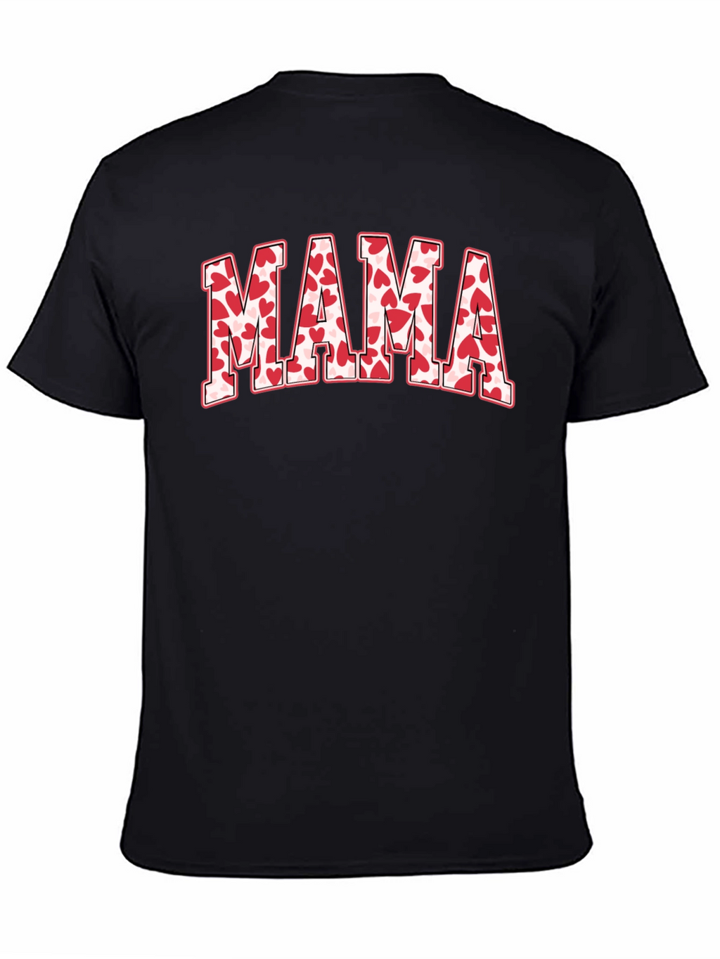 Mama Heart Print Black T-Shirt