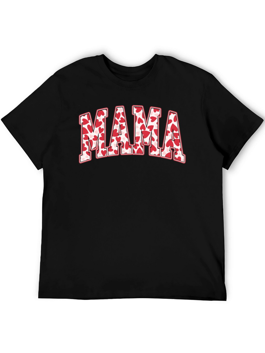 Mama Heart Print Black T-Shirt