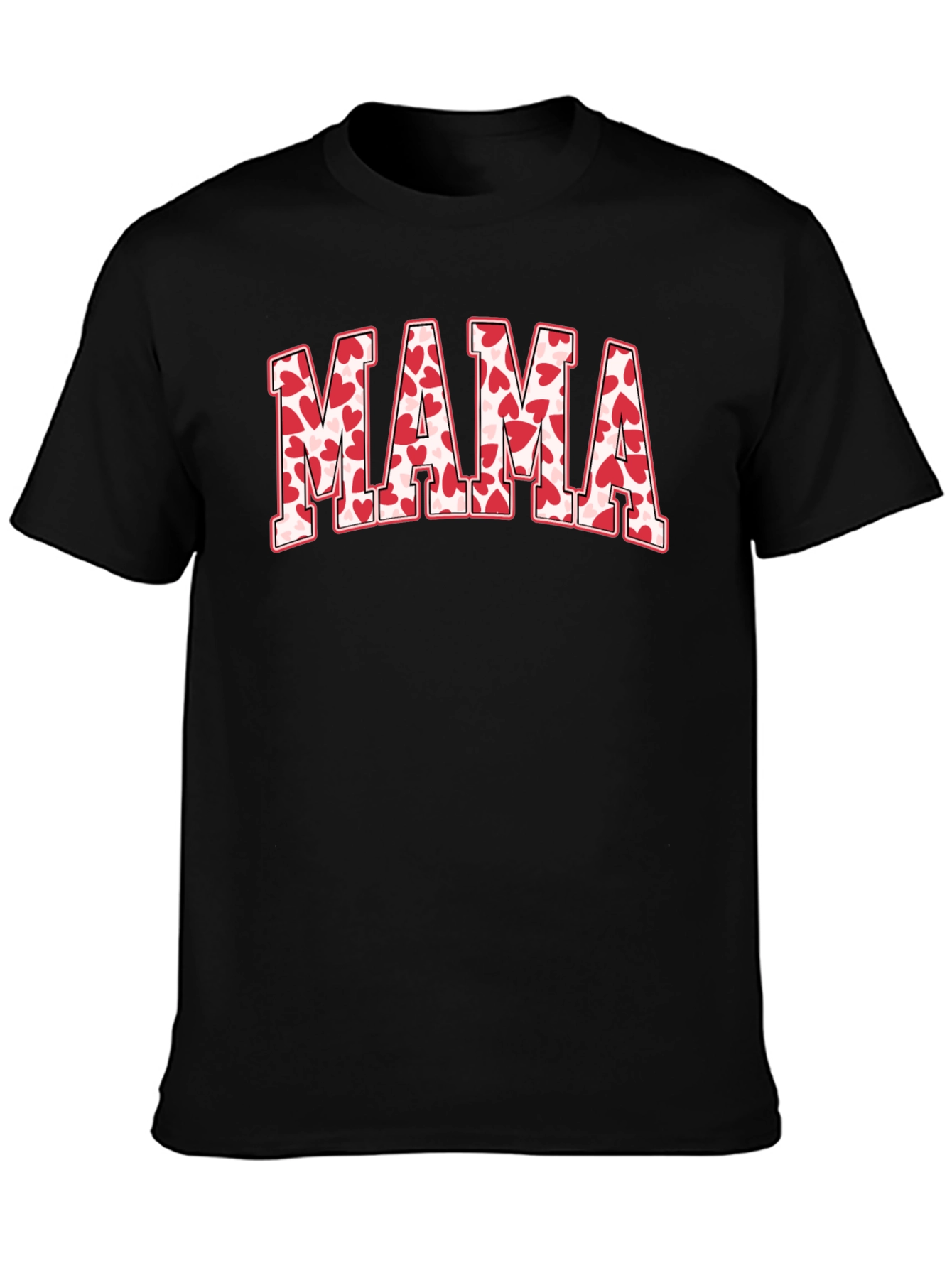 Mama Heart Print Black T-Shirt