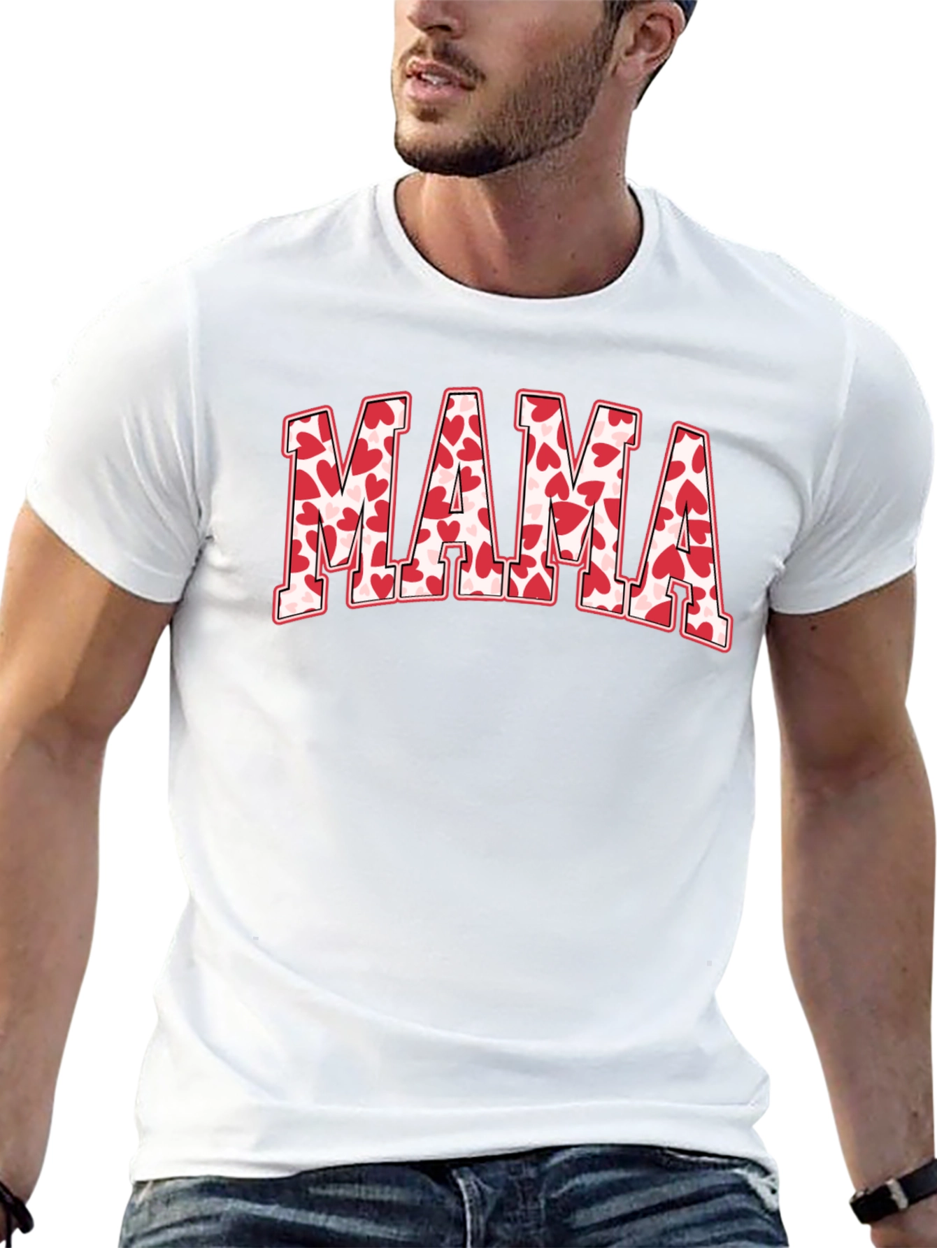 Mama Heart Print Black T-Shirt