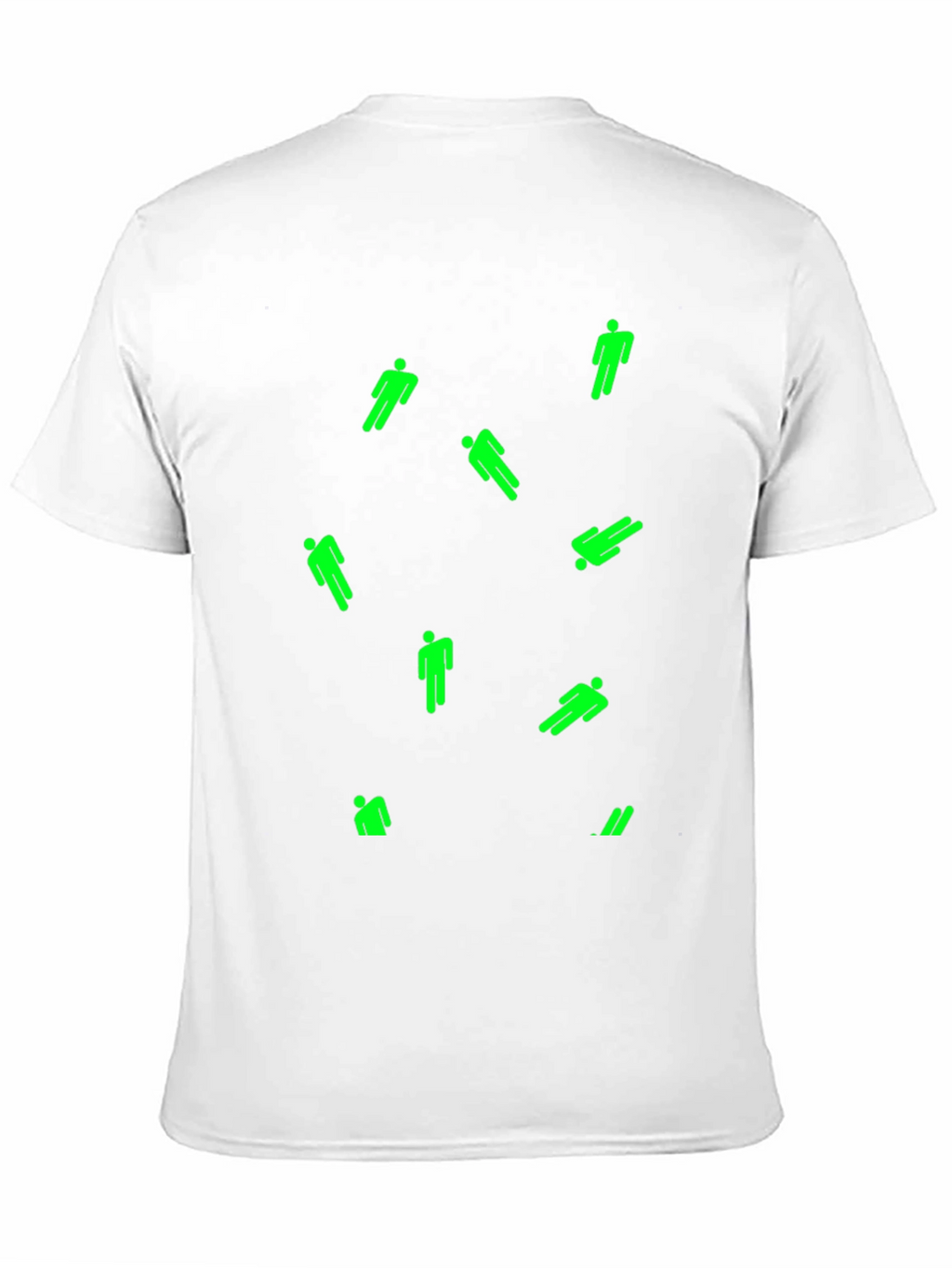 Mens Black T-Shirt with Green Figure Pattern