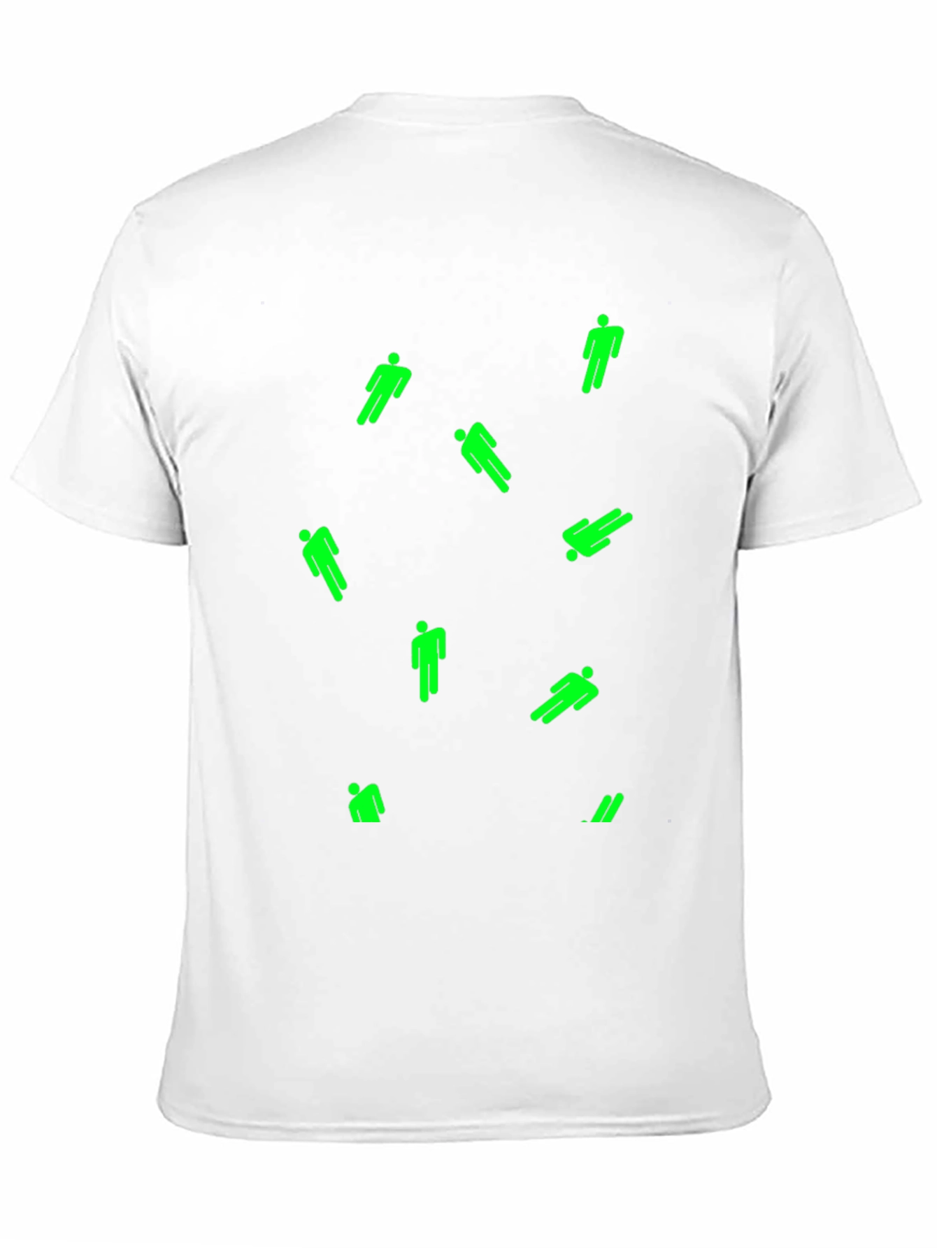 Mens Black T-Shirt with Green Figure Pattern