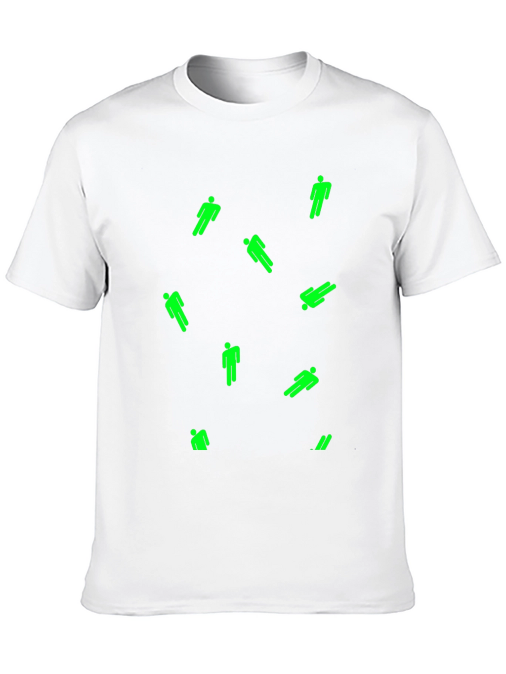 Mens Black T-Shirt with Green Figure Pattern