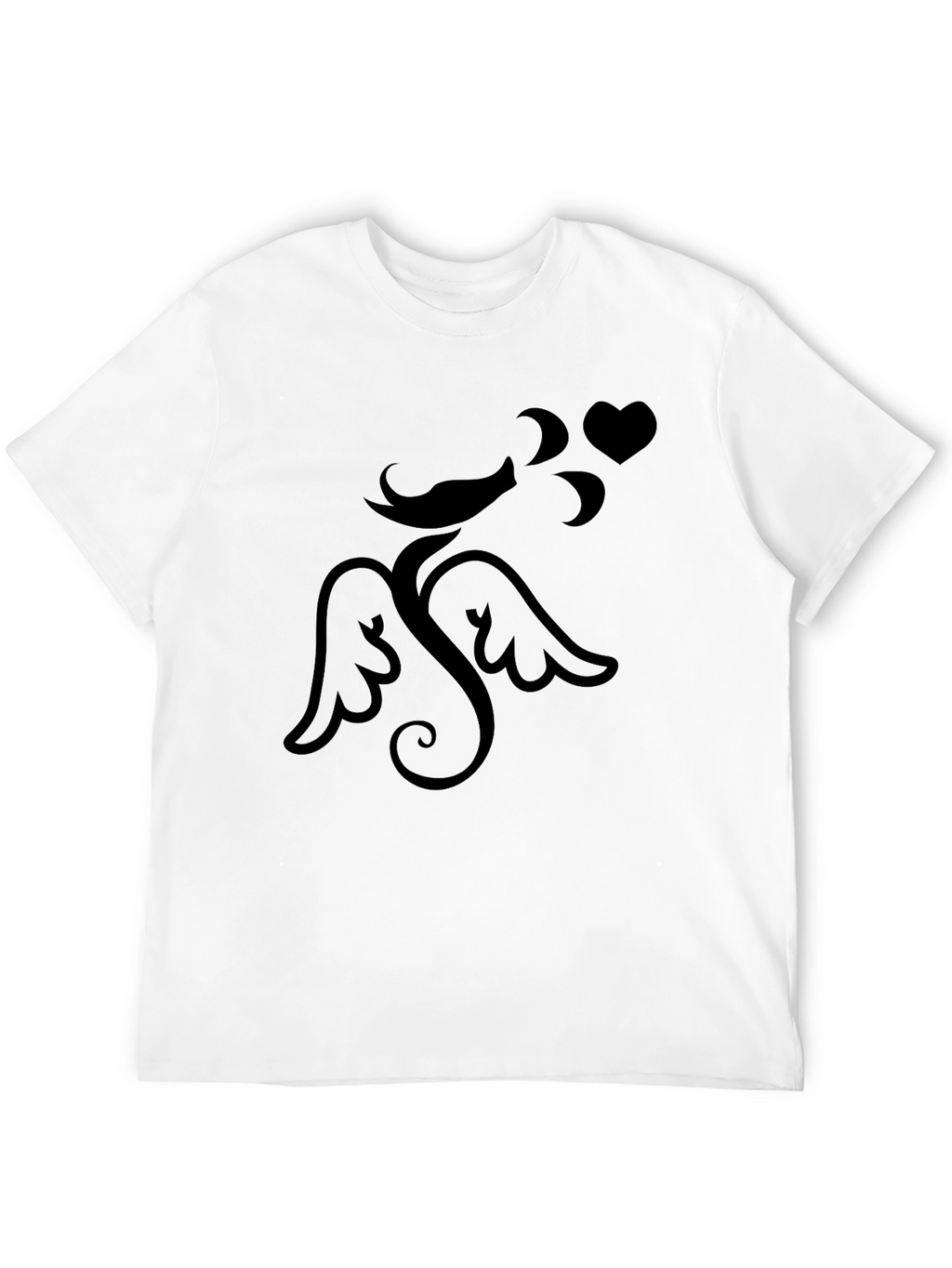 Mens Black Graphic Tee - Cupid Love Heart