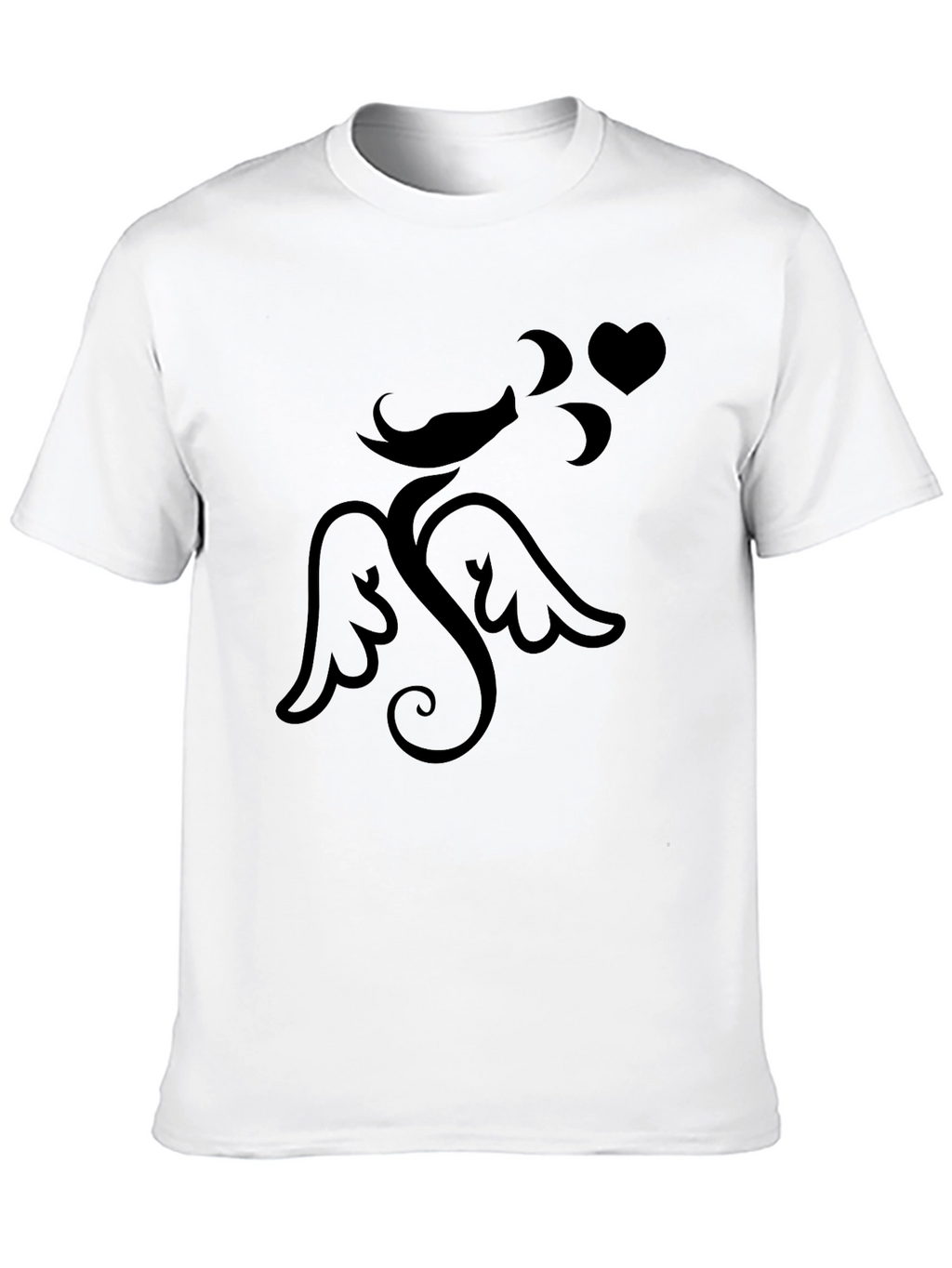 Mens Black Graphic Tee - Cupid Love Heart