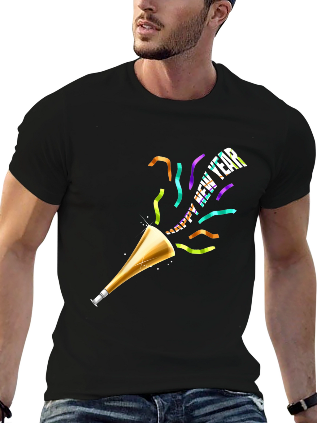 Happy New Year T-Shirt Black Holiday Tee