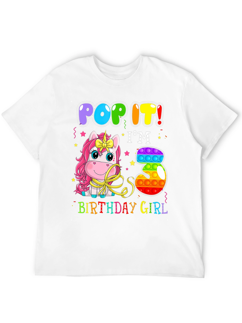 Pop It Im 3 Birthday Girl T-Shirt