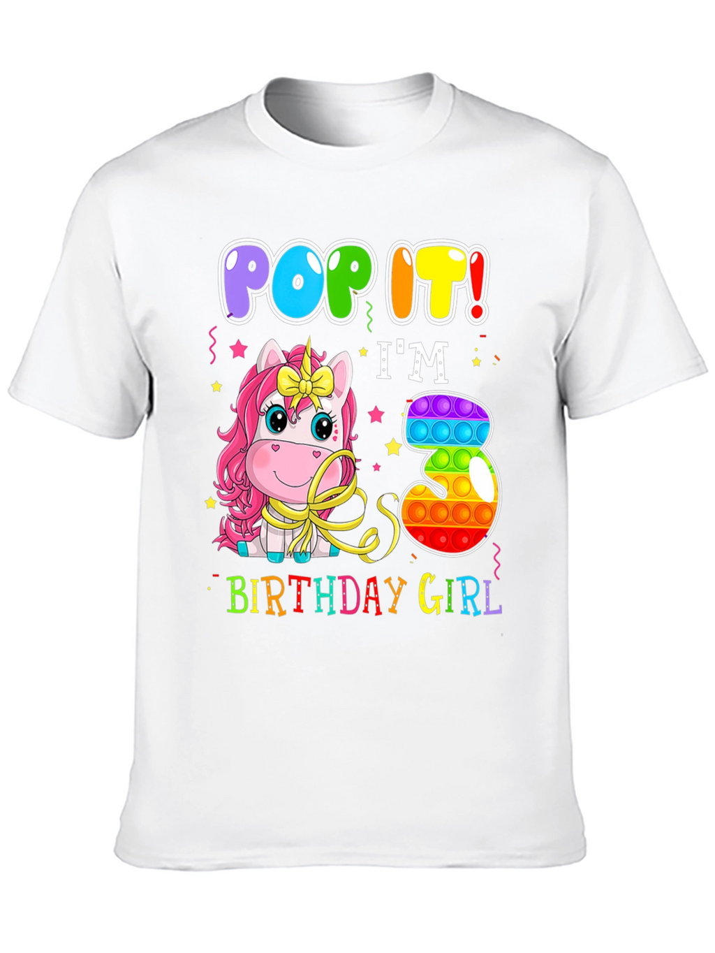 Pop It Im 3 Birthday Girl T-Shirt