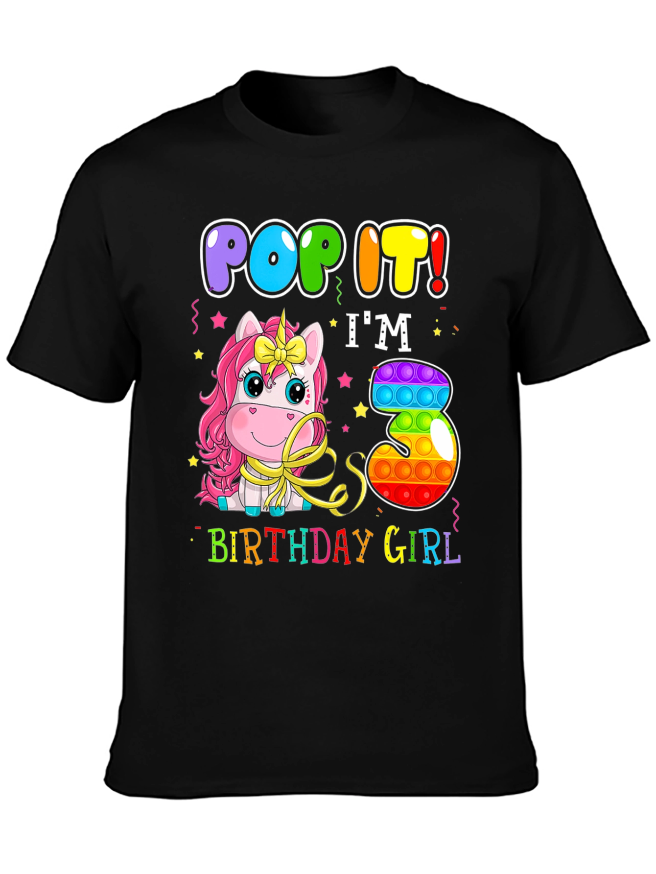 Pop It Im 3 Birthday Girl T-Shirt