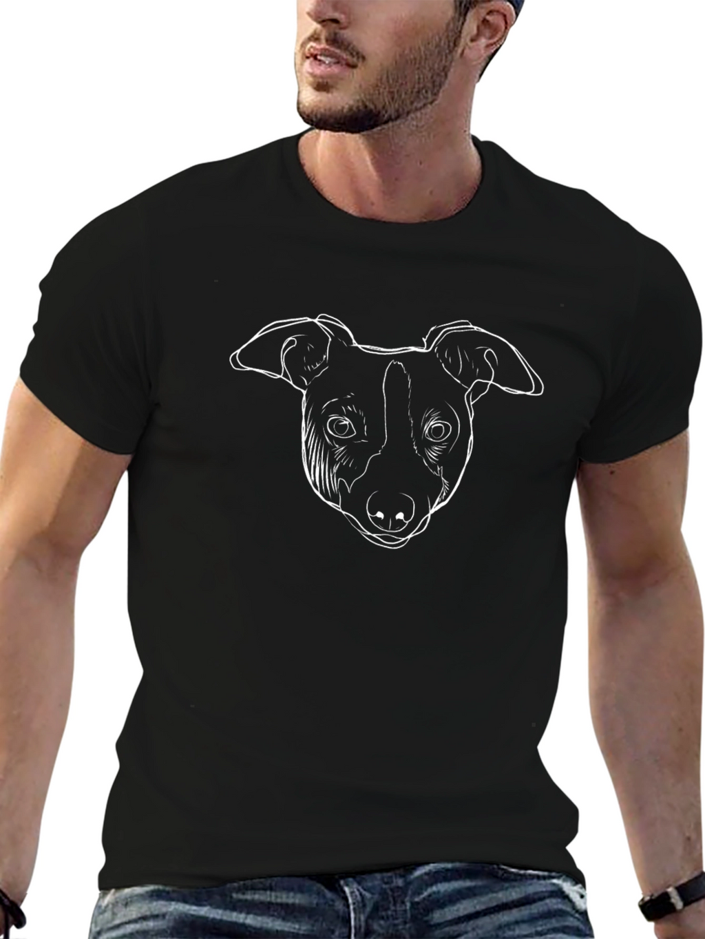 Dog Line Art Black Tee