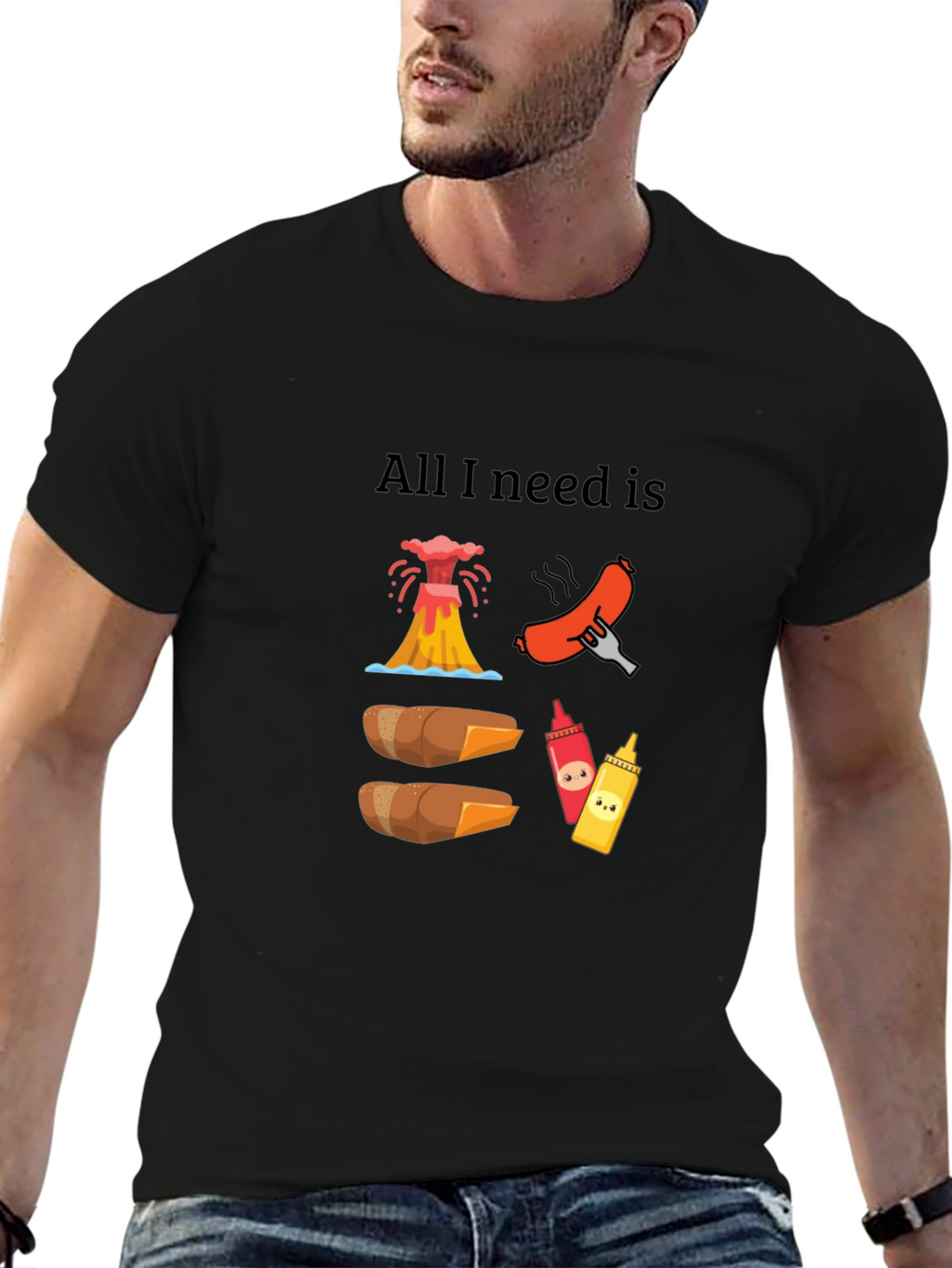 All I Need Is Hot Dogs Funny Graphic T-Shirt