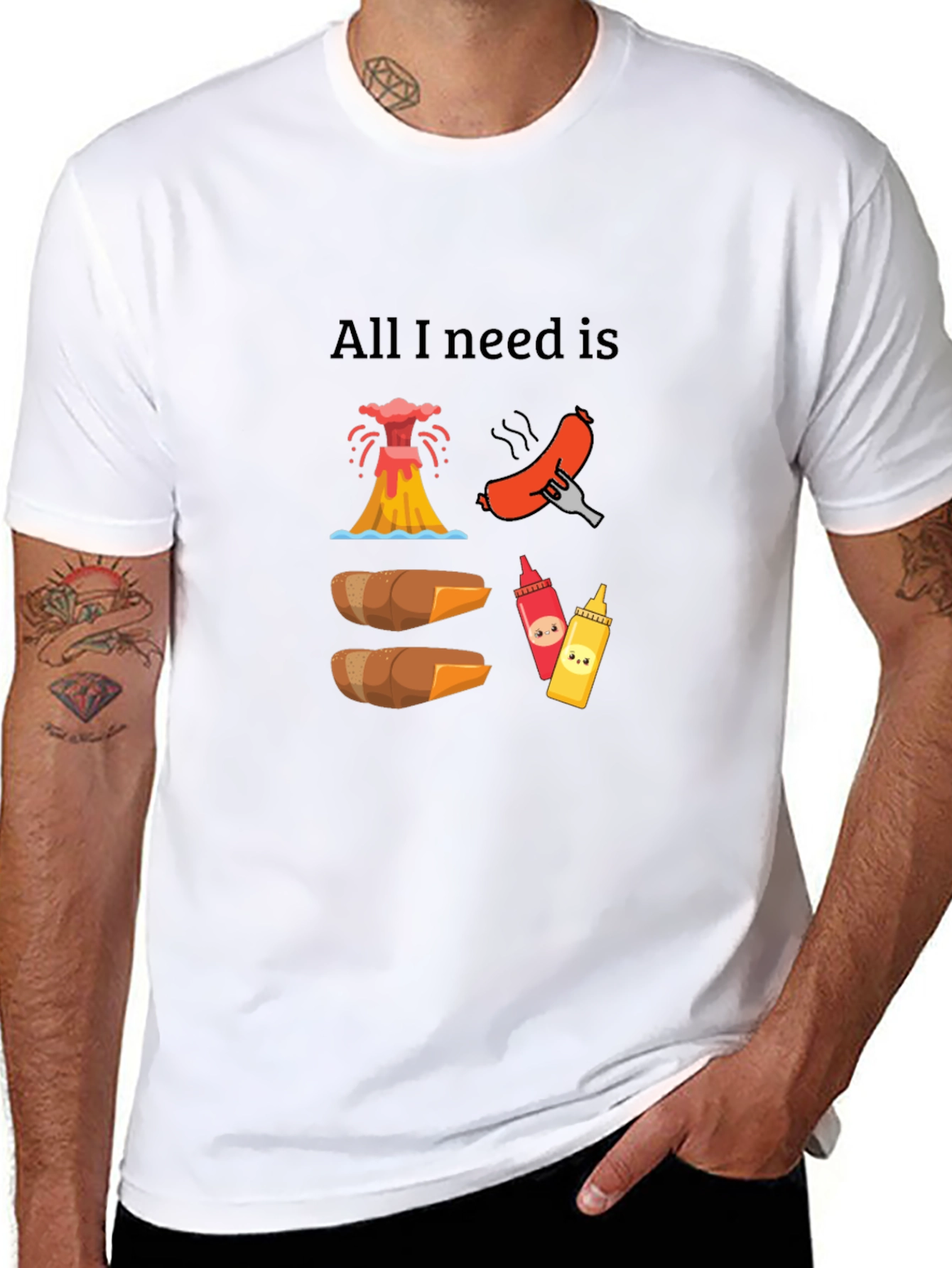 All I Need Is Hot Dogs Funny Graphic T-Shirt