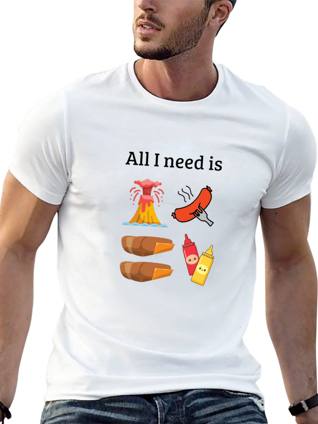 All I Need Is Hot Dogs Funny Graphic T-Shirt