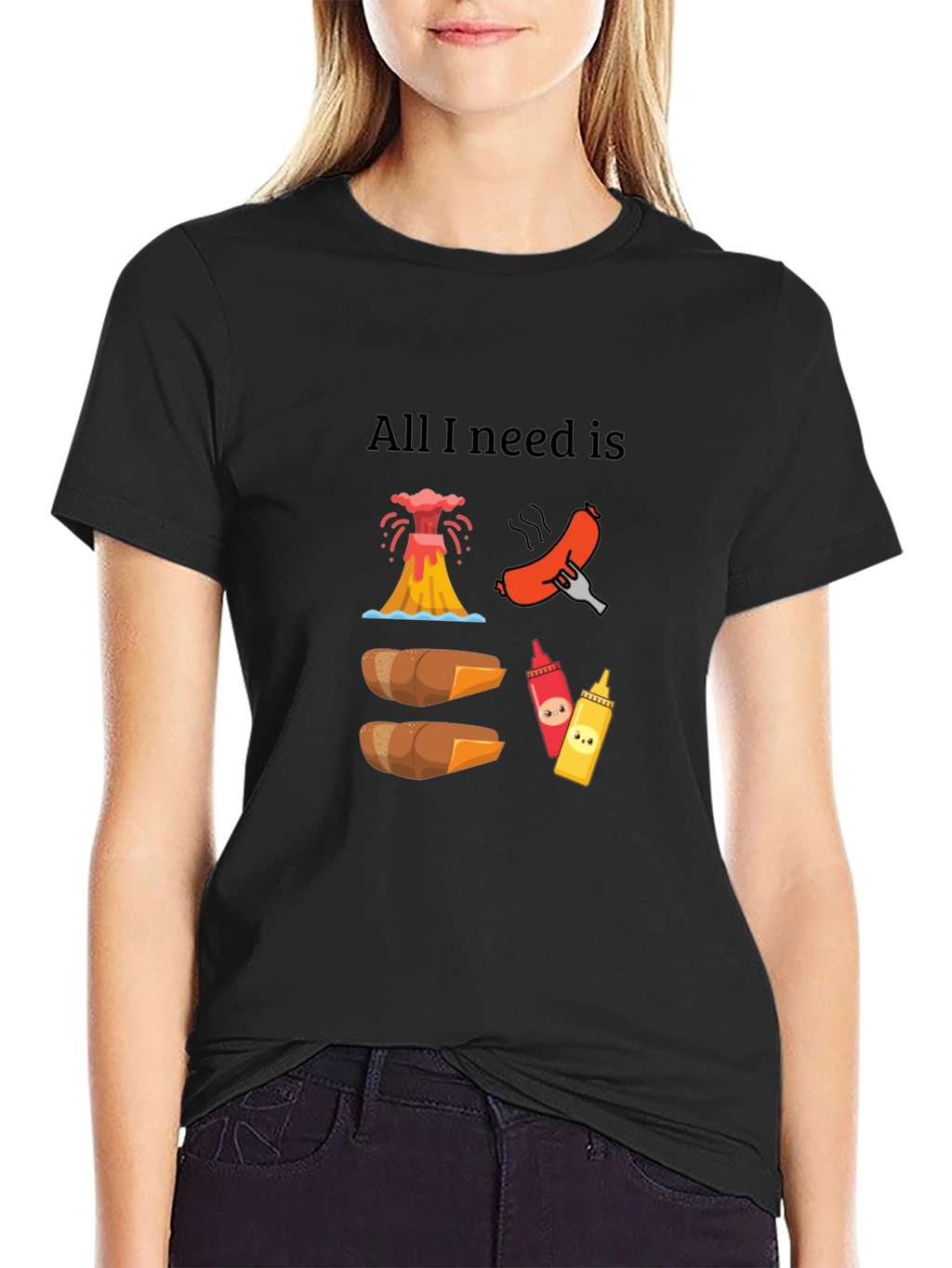 All I Need Is Hot Dogs Funny Graphic T-Shirt