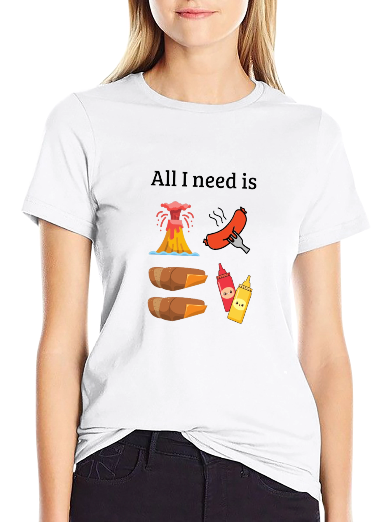 All I Need Is Hot Dogs Funny Graphic T-Shirt