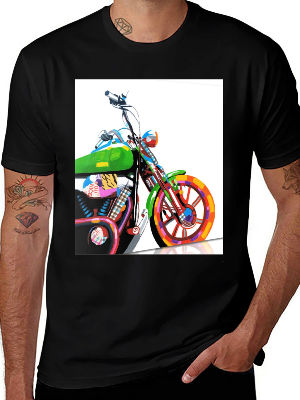 Motorcycle Graphic Tee - Artistic Biker T-Shirt