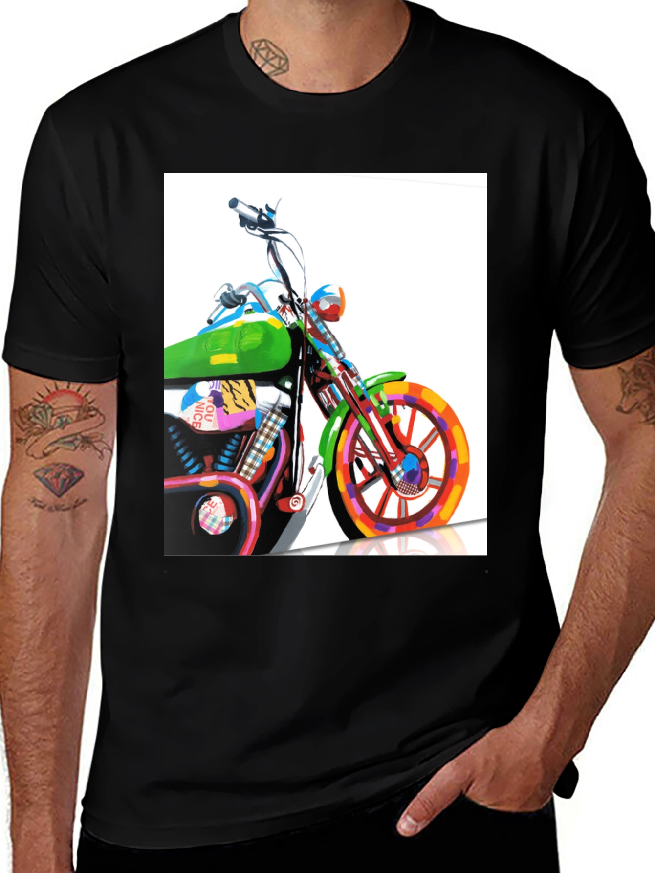 Motorcycle Graphic Tee - Artistic Biker T-Shirt