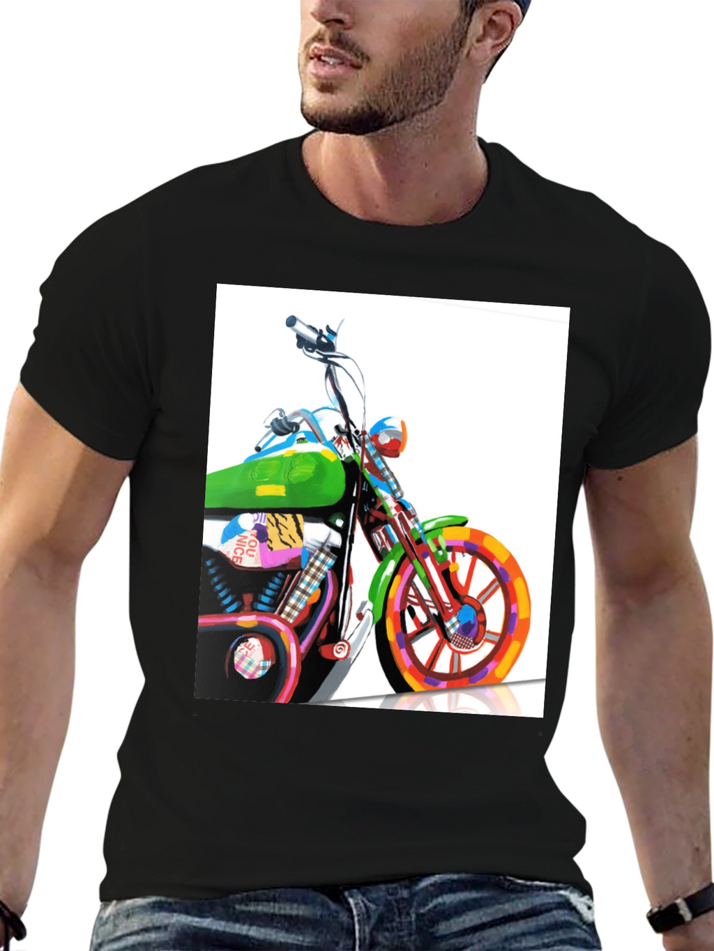 Motorcycle Graphic Tee - Artistic Biker T-Shirt