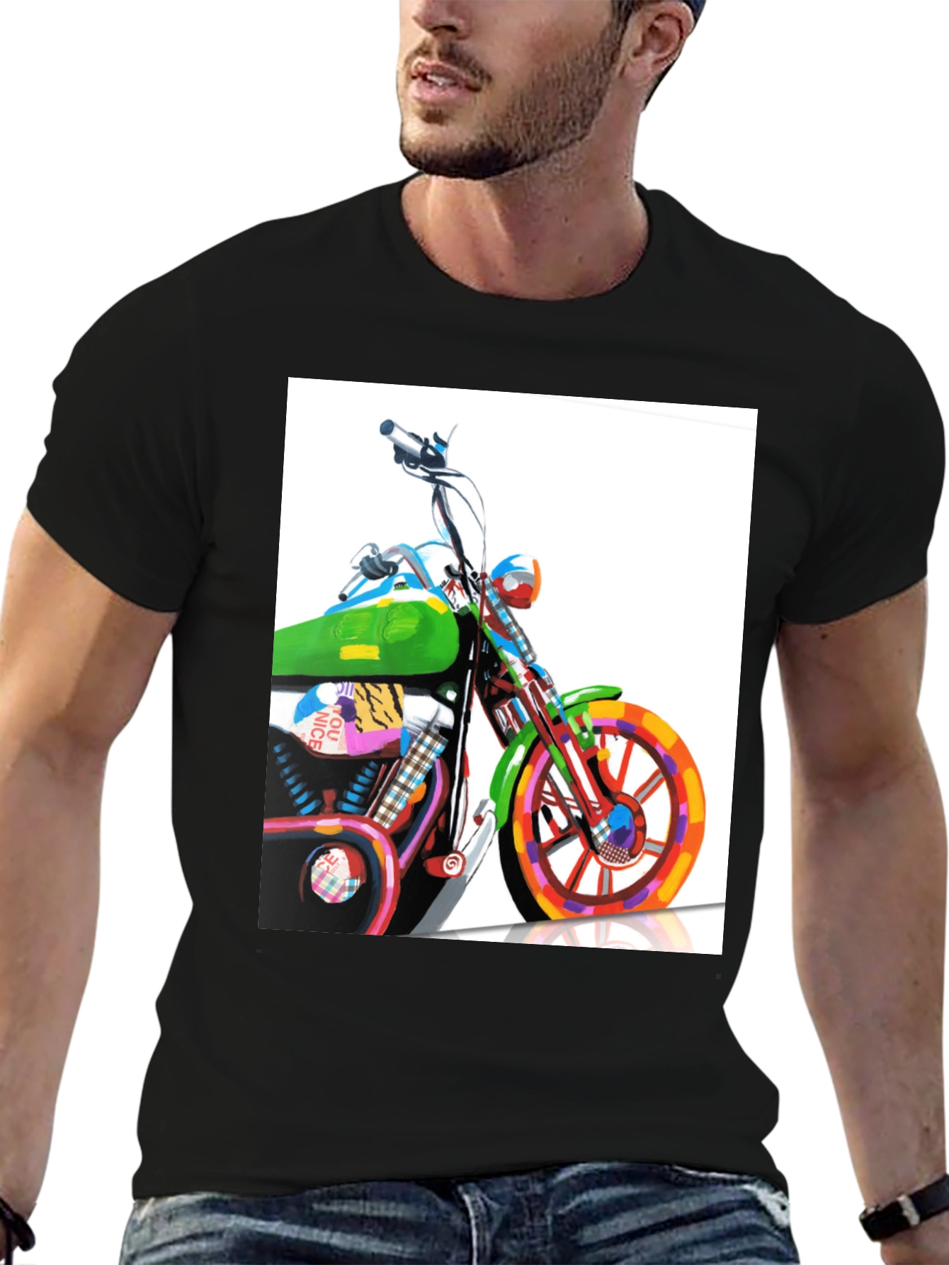 Motorcycle Graphic Tee - Artistic Biker T-Shirt