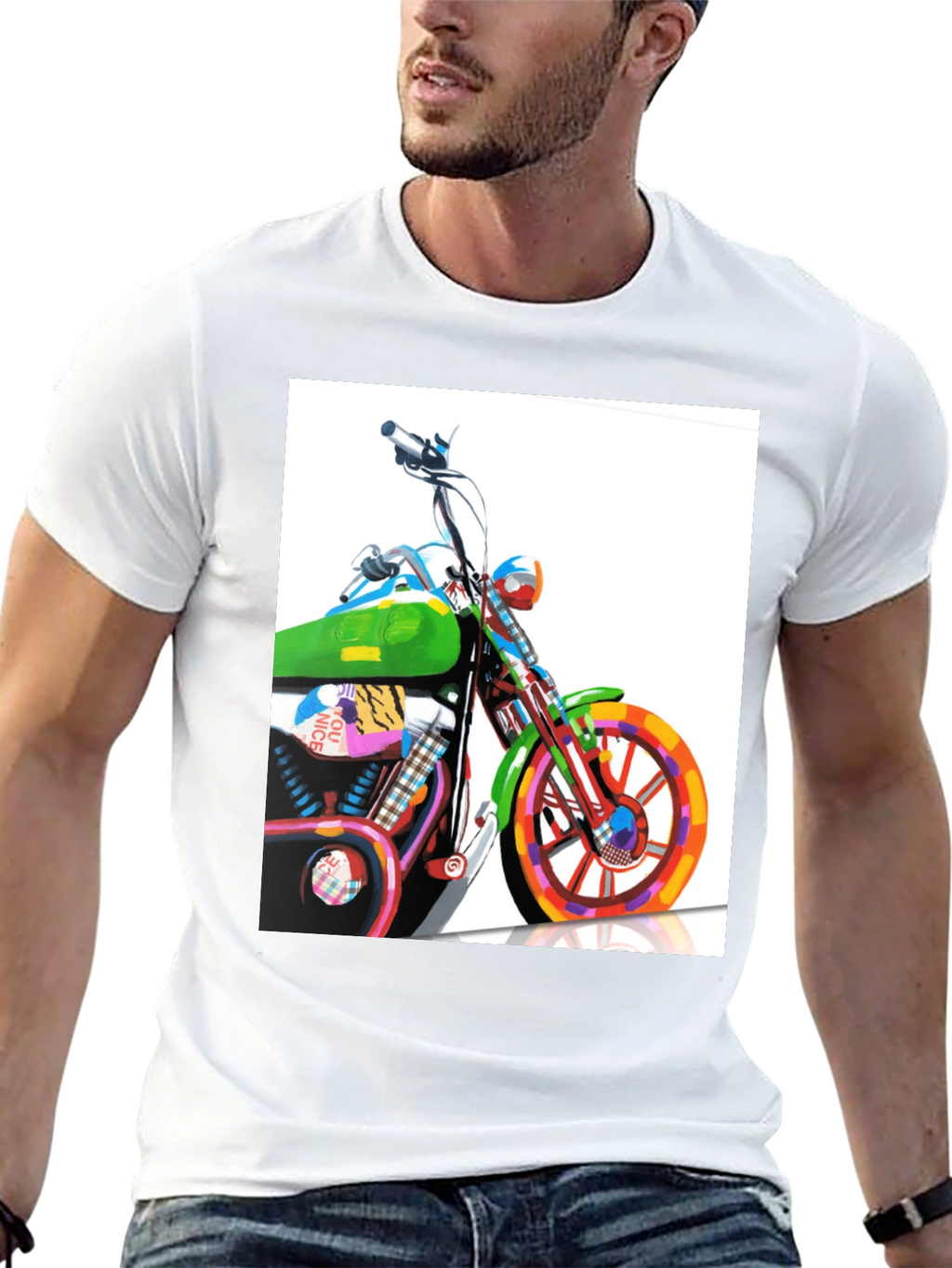Motorcycle Graphic Tee - Artistic Biker T-Shirt