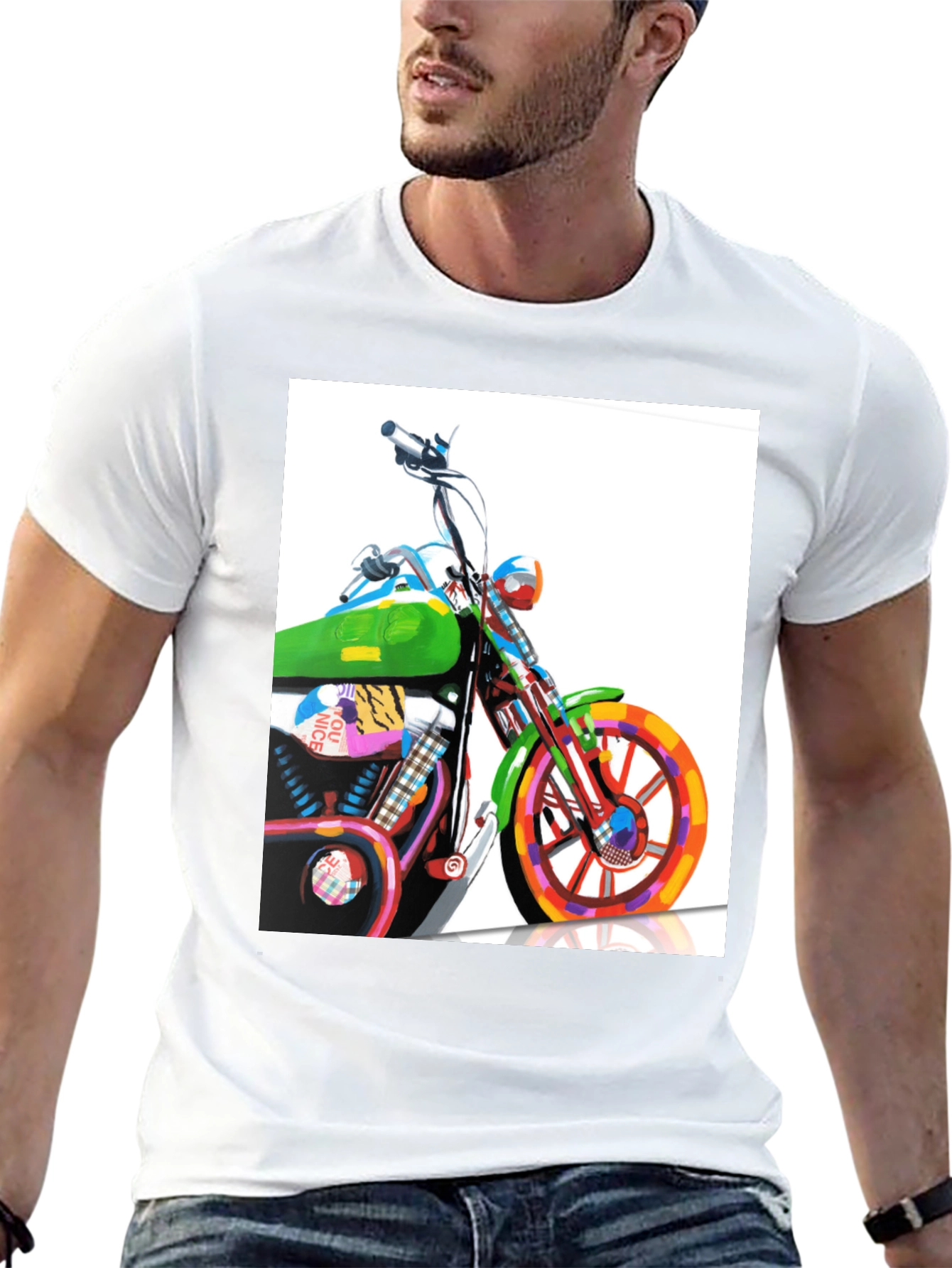 Motorcycle Graphic Tee - Artistic Biker T-Shirt